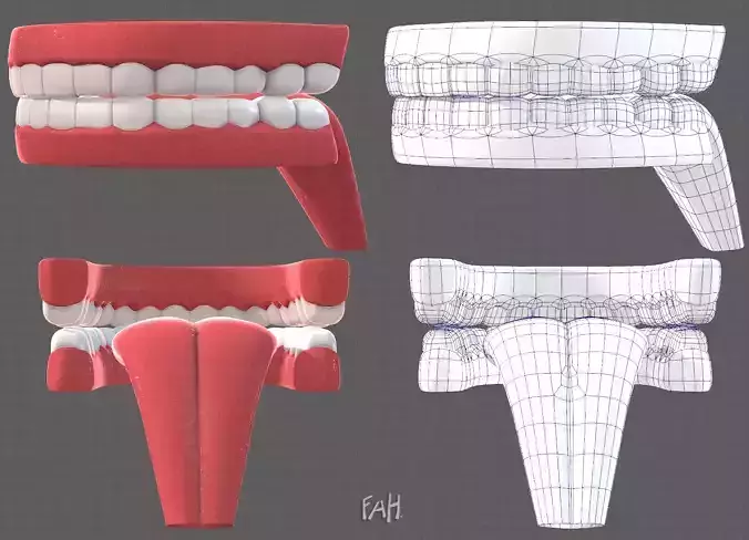 Teeth Cartoon Low-poly 3D model