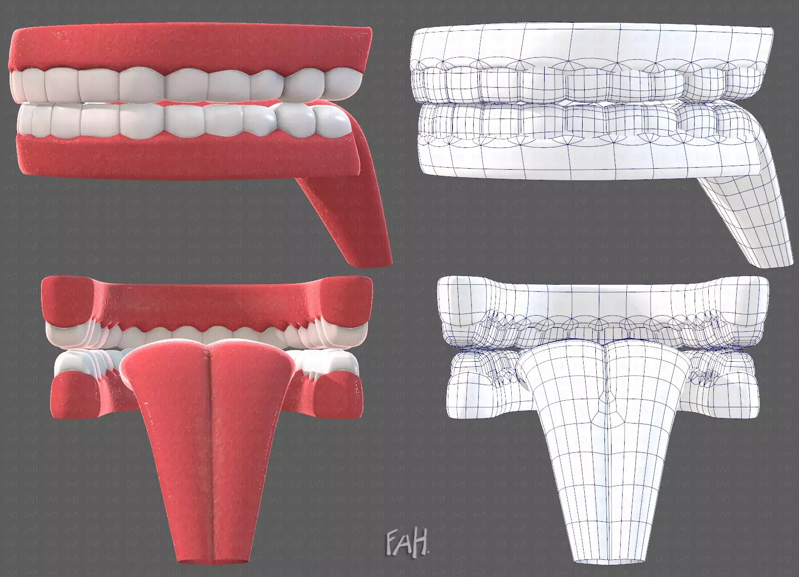 Teeth Cartoon Low-poly 3D model