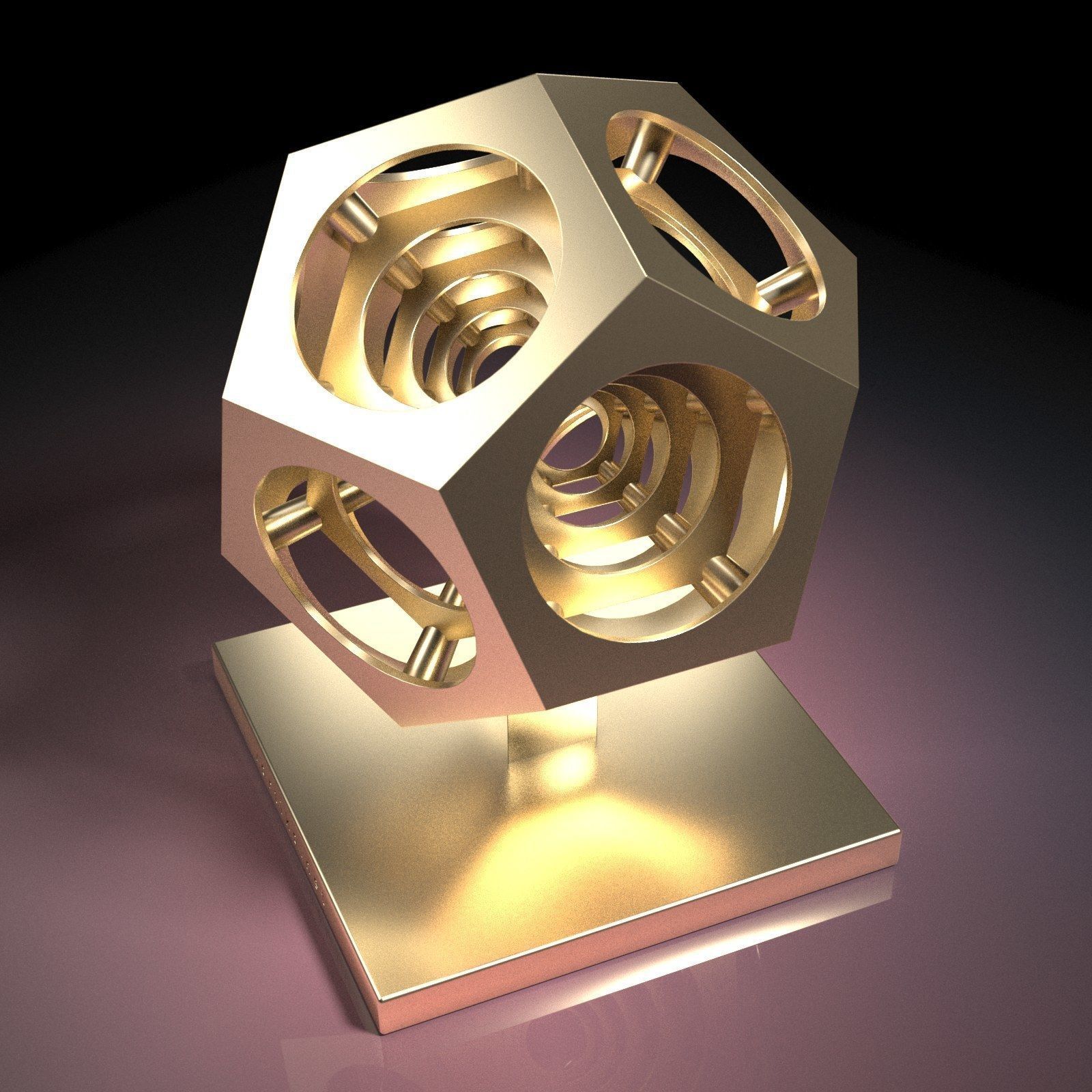 Dodecho metal cube 3D print model_2