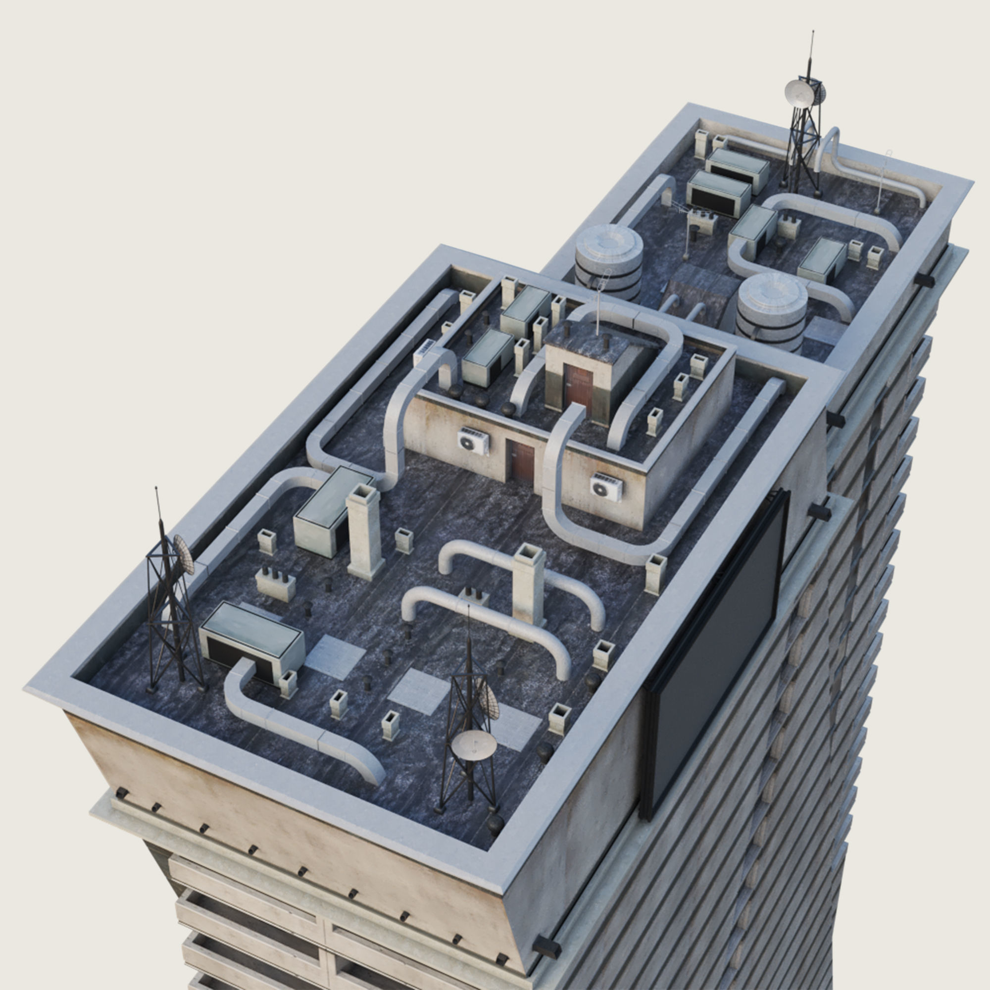 Building Skyscraper City Town Down Office Work Street Kitbash Low-poly 3D model_25