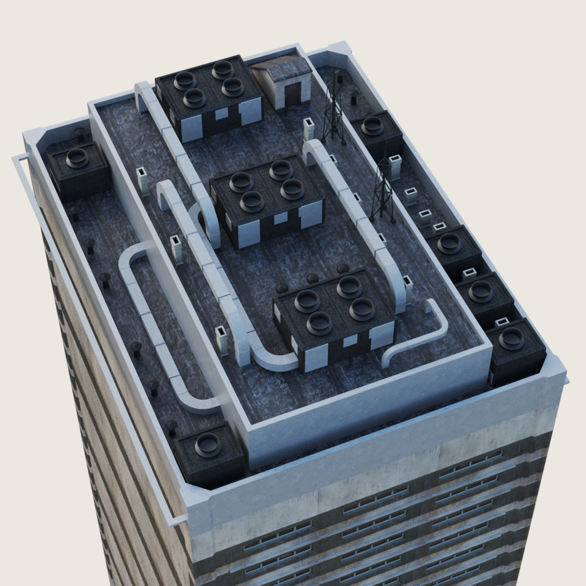 Building Skyscraper City Town Down Office Work Street Kitbash Low-poly 3D model_43