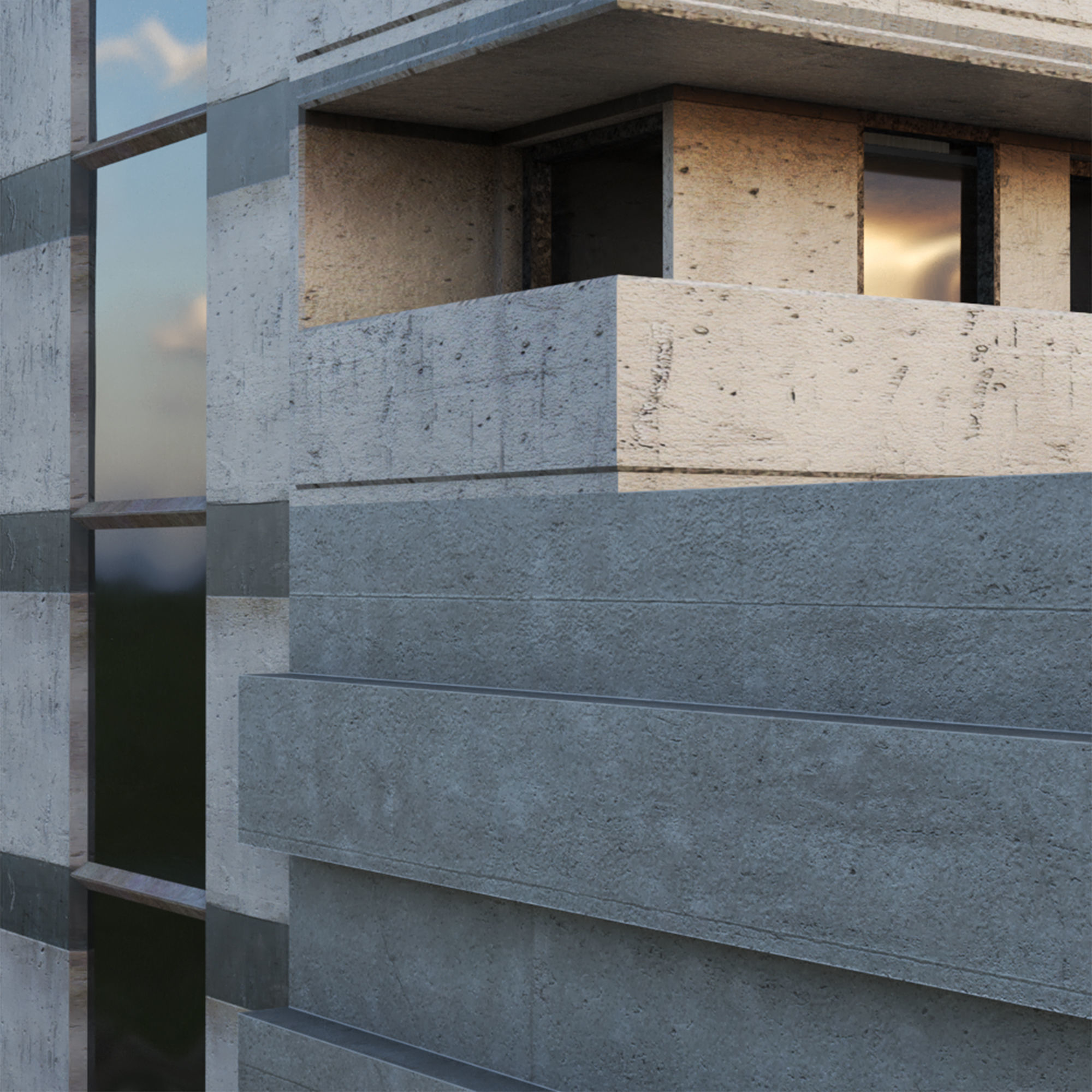 Building Skyscraper City Town Down Office Work Street Kitbash Low-poly 3D model_27