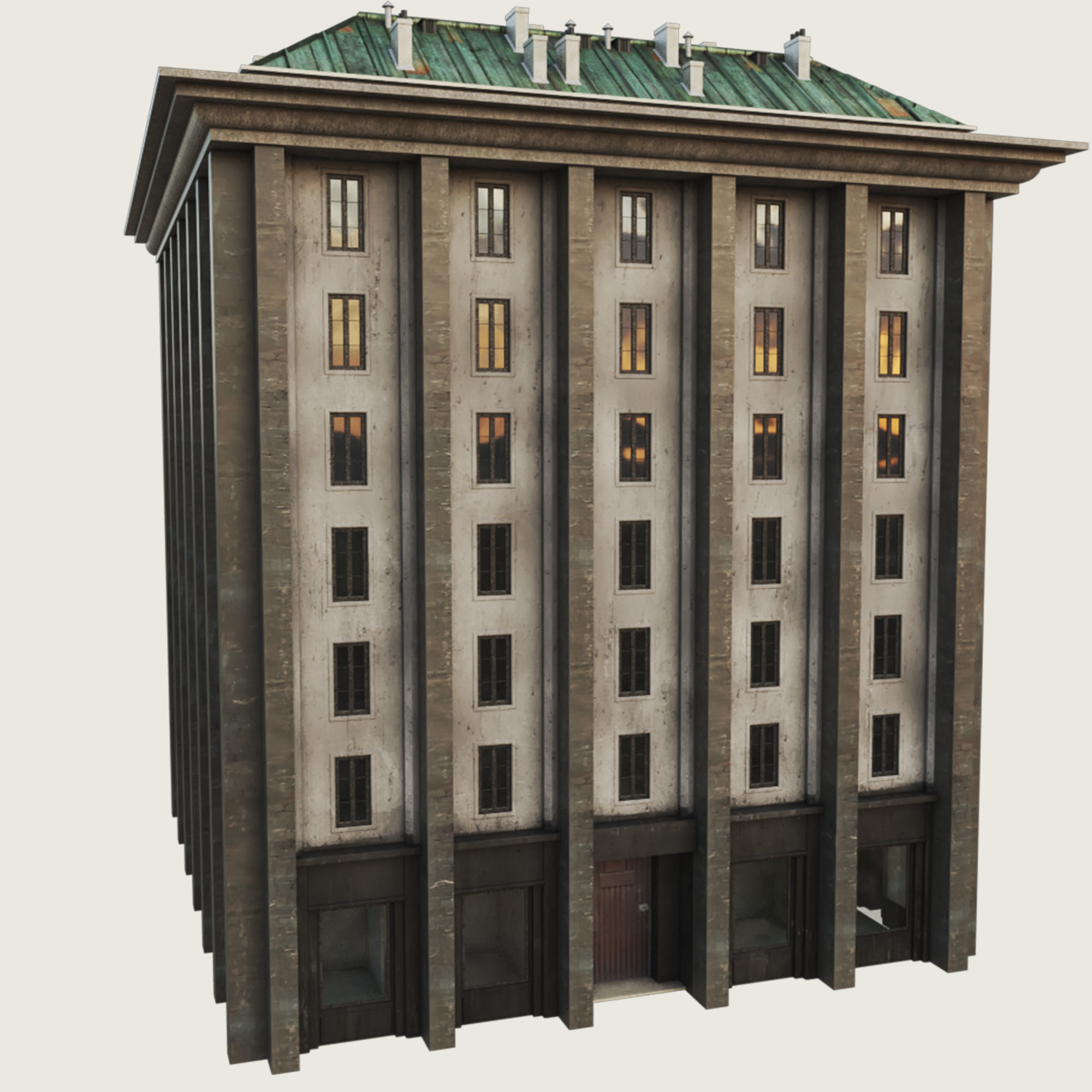 Building Skyscraper City Town Down Office Work Street Kitbash Low-poly 3D model_97