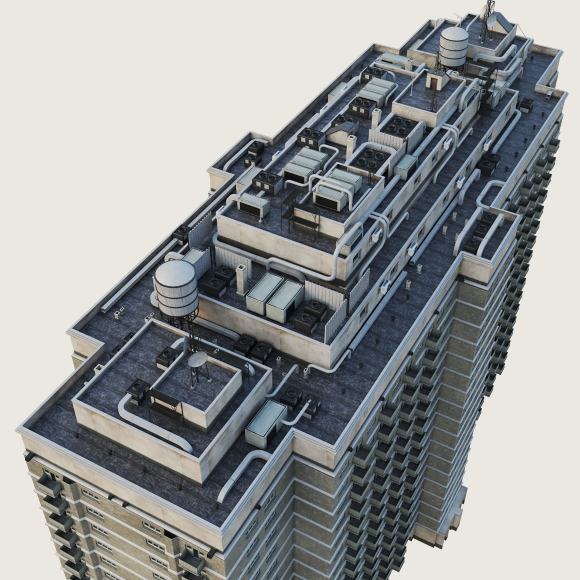 Building Skyscraper City Town Down Office Work Street Kitbash Low-poly 3D model_21