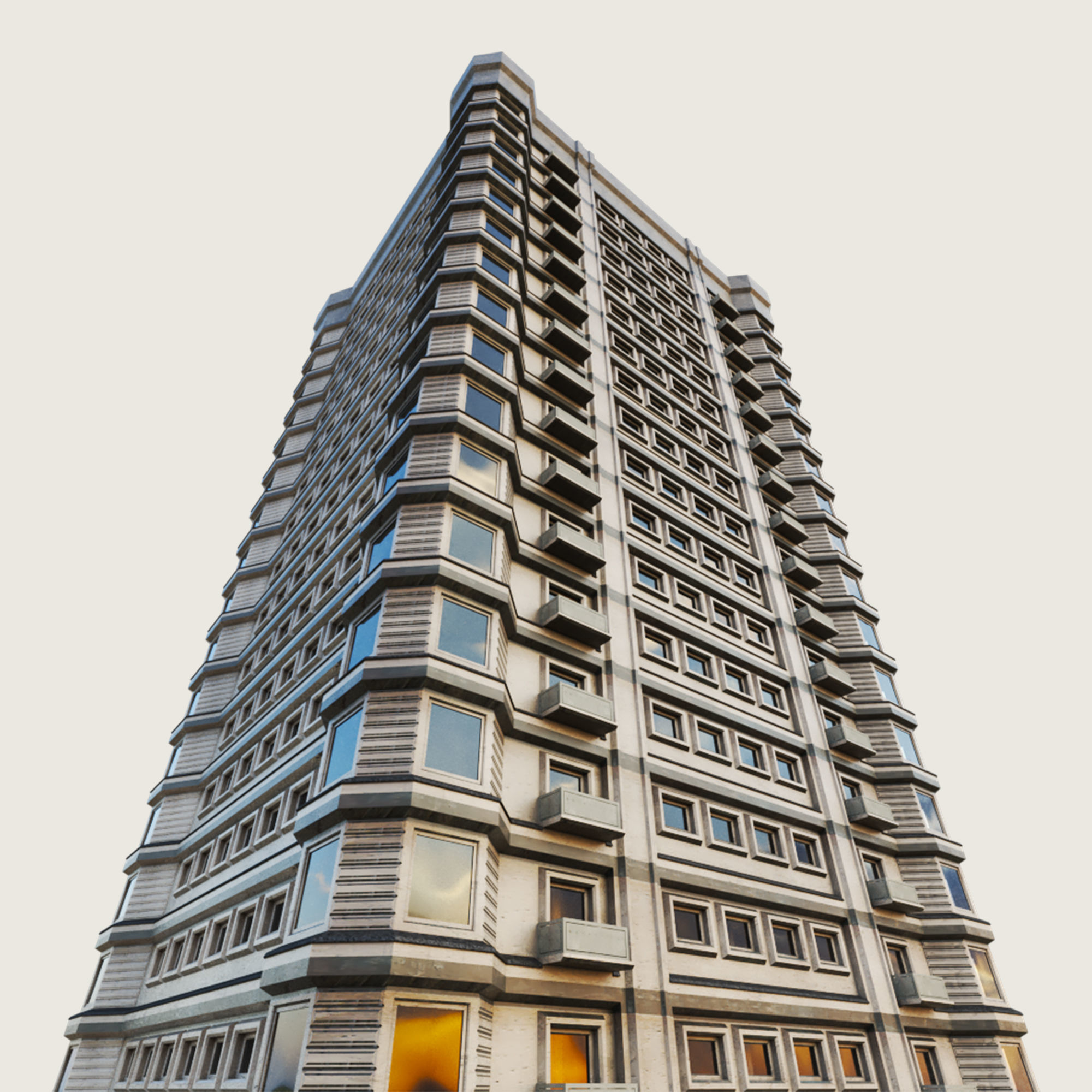 Building Skyscraper City Town Down Office Work Street Kitbash Low-poly 3D model_39