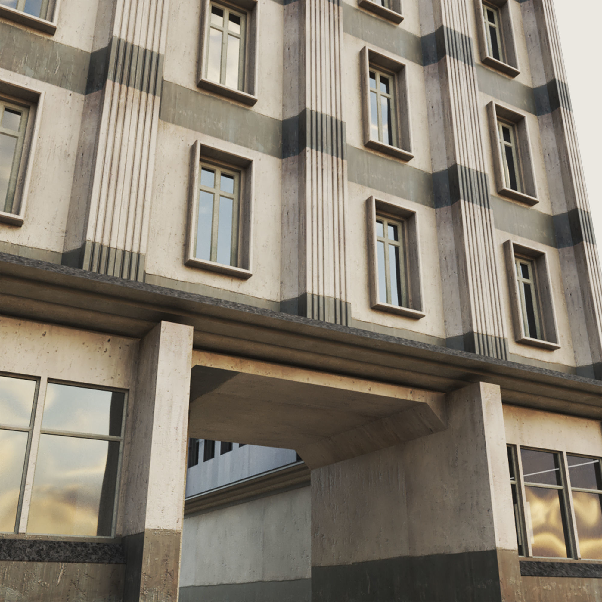 Building Skyscraper City Town Down Office Work Street Kitbash Low-poly 3D model_109