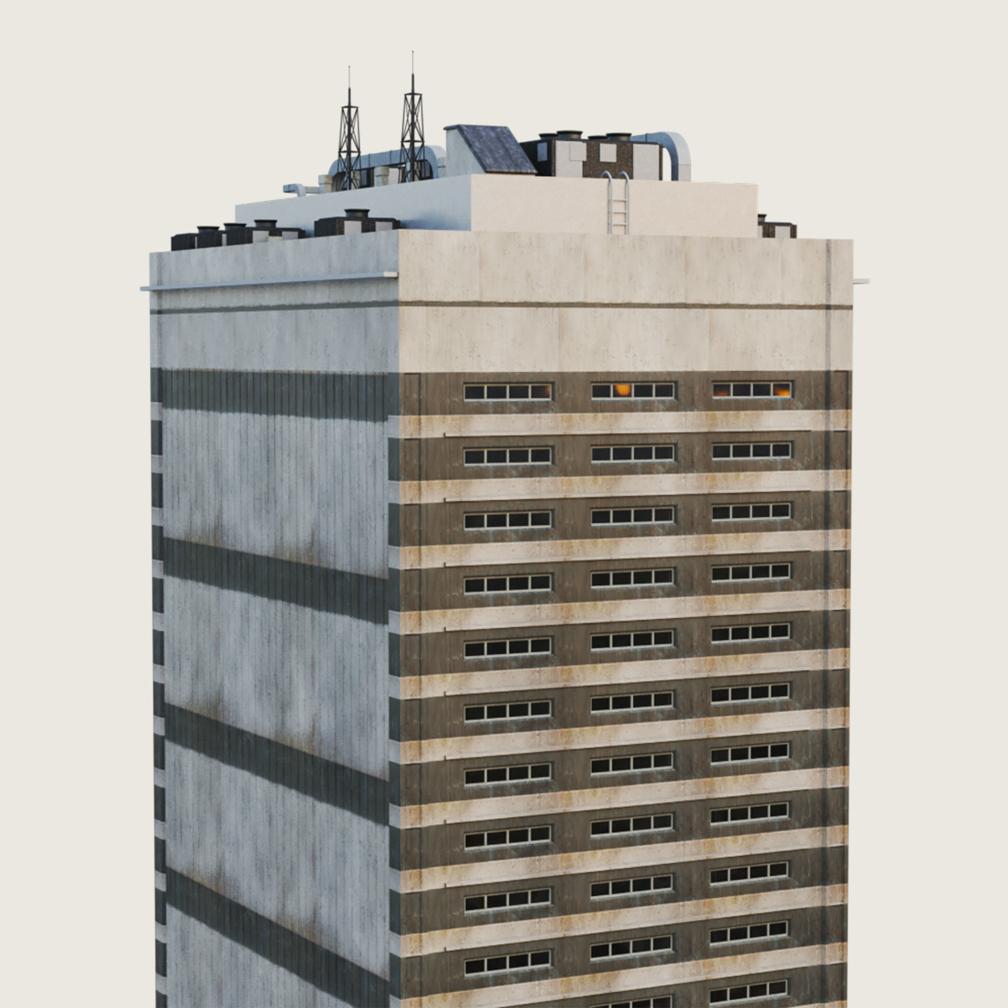 Building Skyscraper City Town Down Office Work Street Kitbash Low-poly 3D model_42