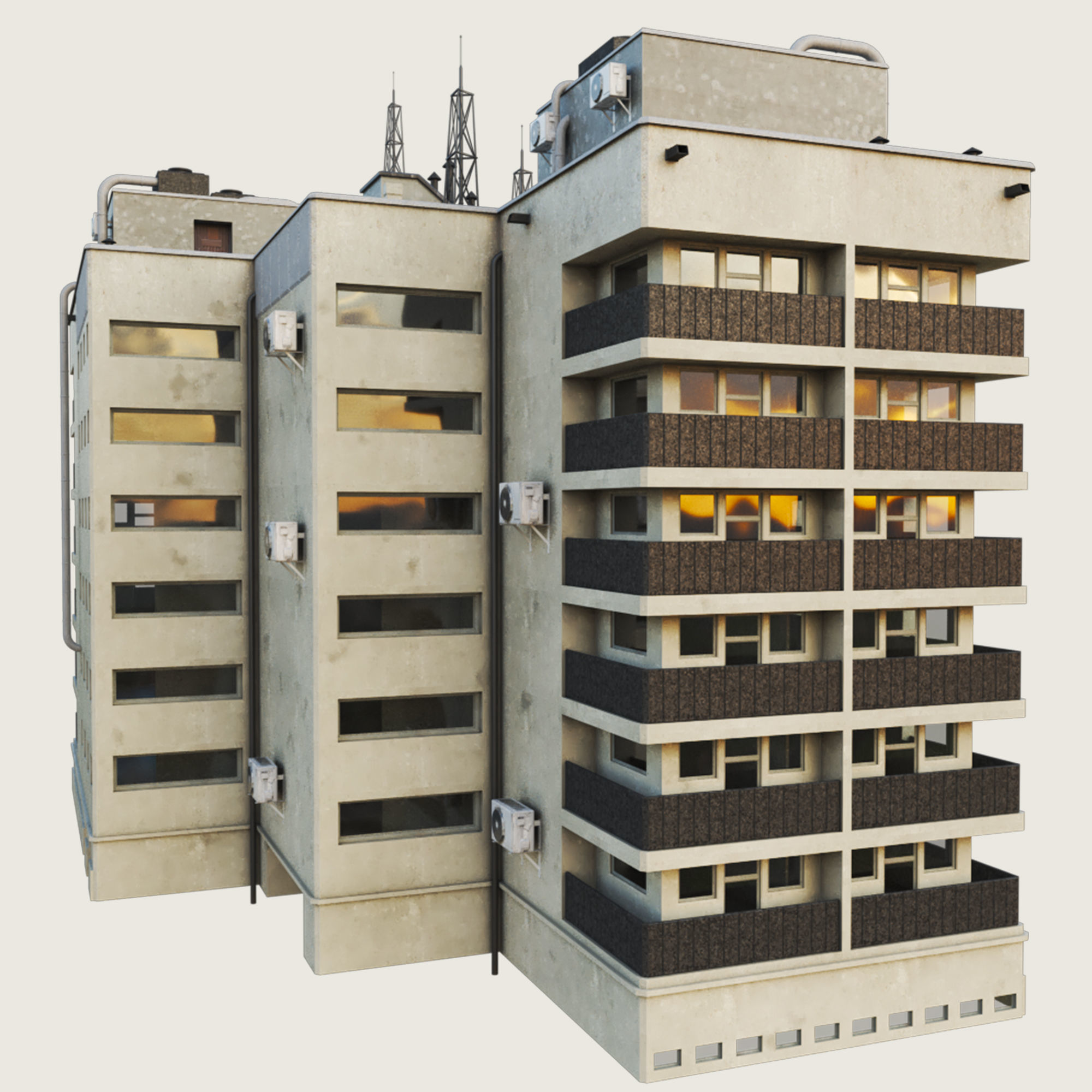 Building Skyscraper City Town Down Office Work Street Kitbash Low-poly 3D model_100