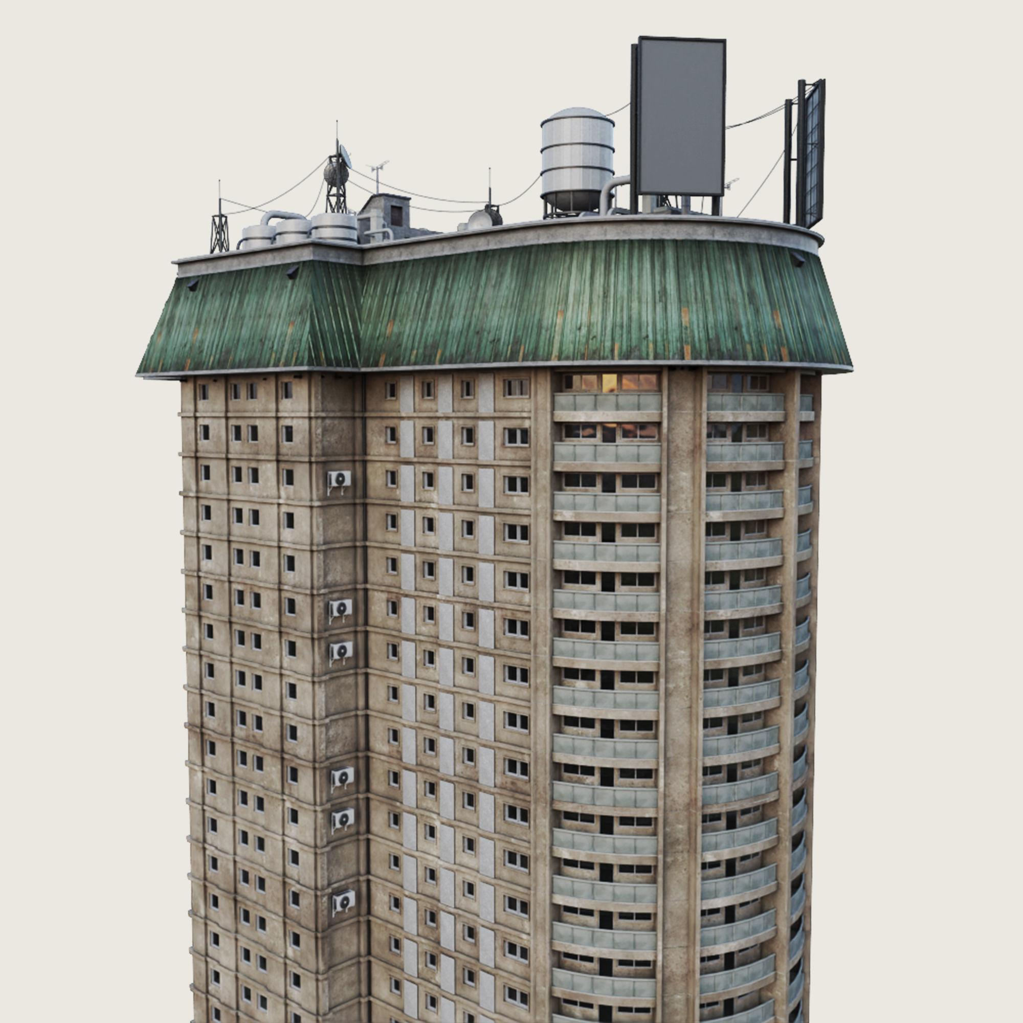 Building Skyscraper City Town Down Office Work Street Kitbash Low-poly 3D model_15