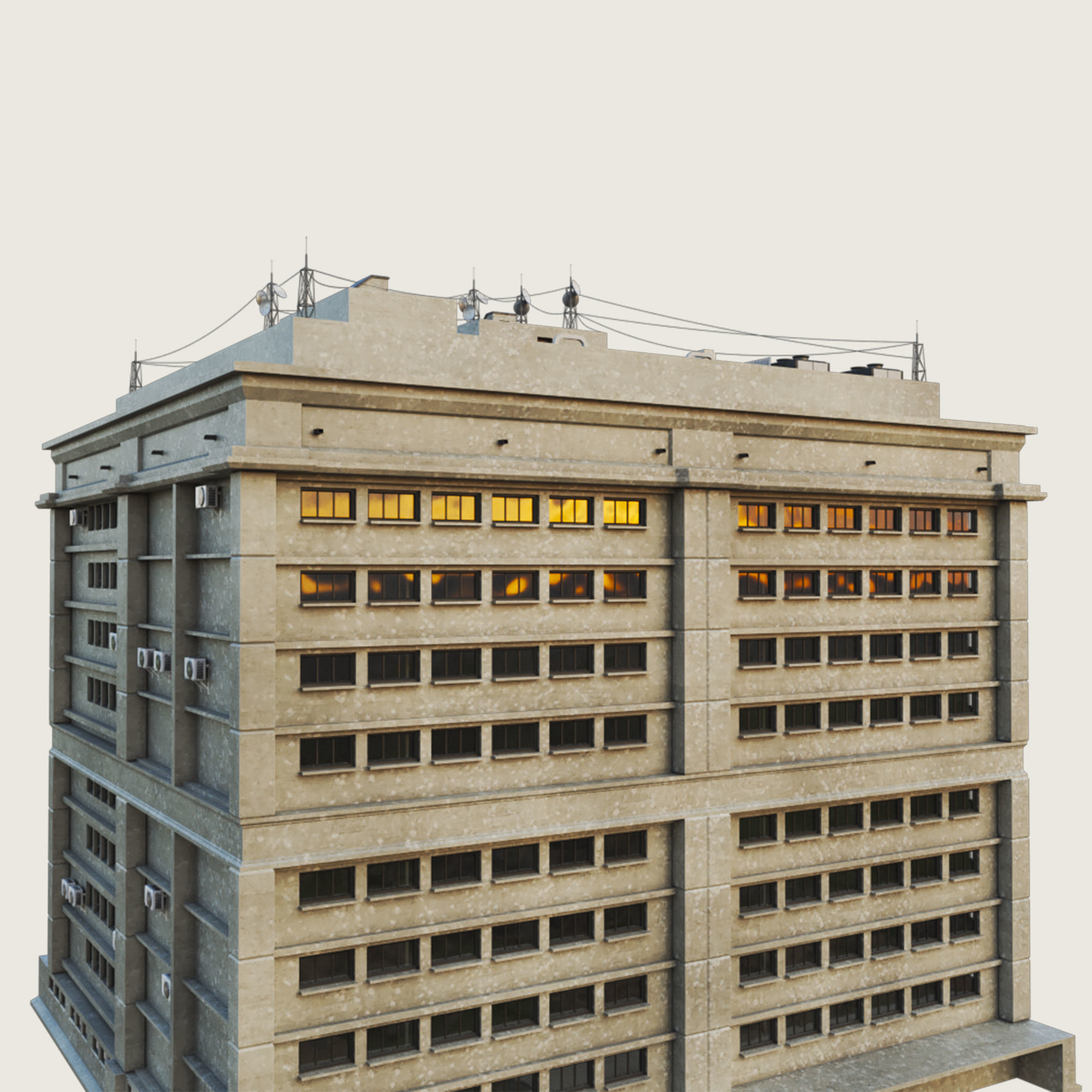 Building Skyscraper City Town Down Office Work Street Kitbash Low-poly 3D model_84