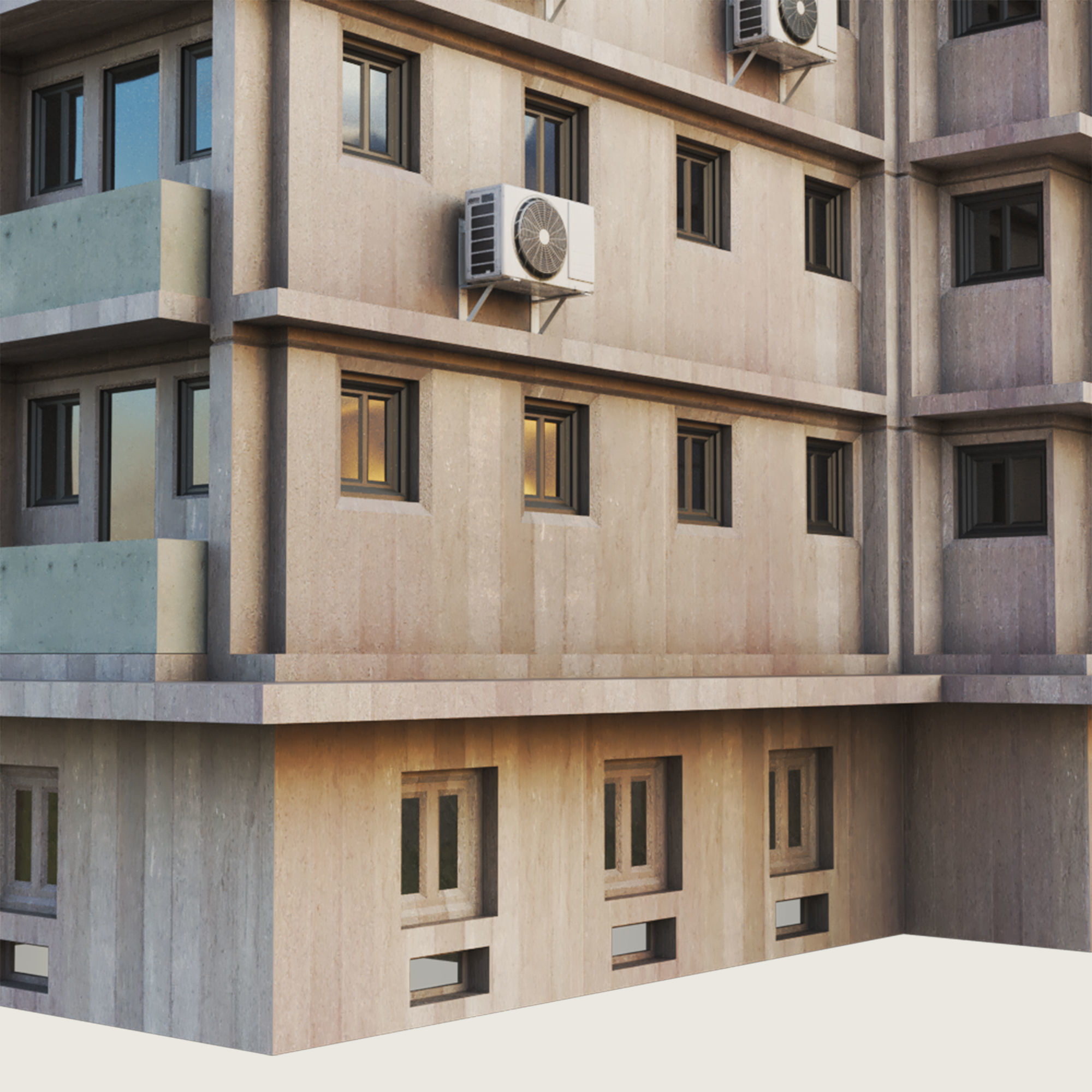 Building Skyscraper City Town Down Office Work Street Kitbash Low-poly 3D model_79