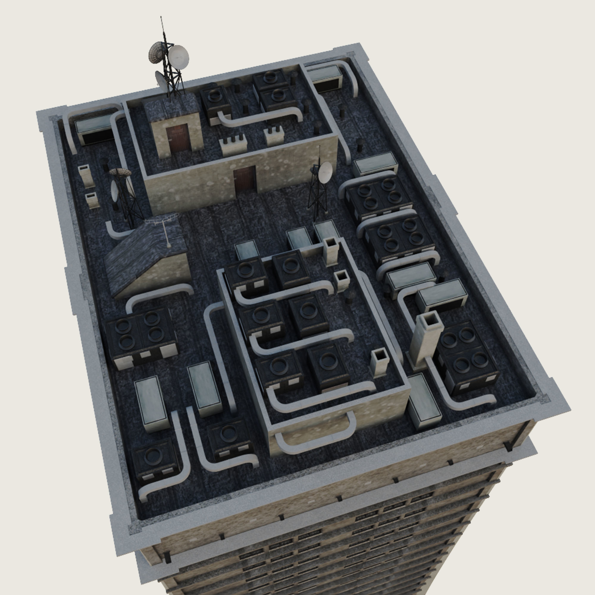 Building Skyscraper City Town Down Office Work Street Kitbash Low-poly 3D model_45