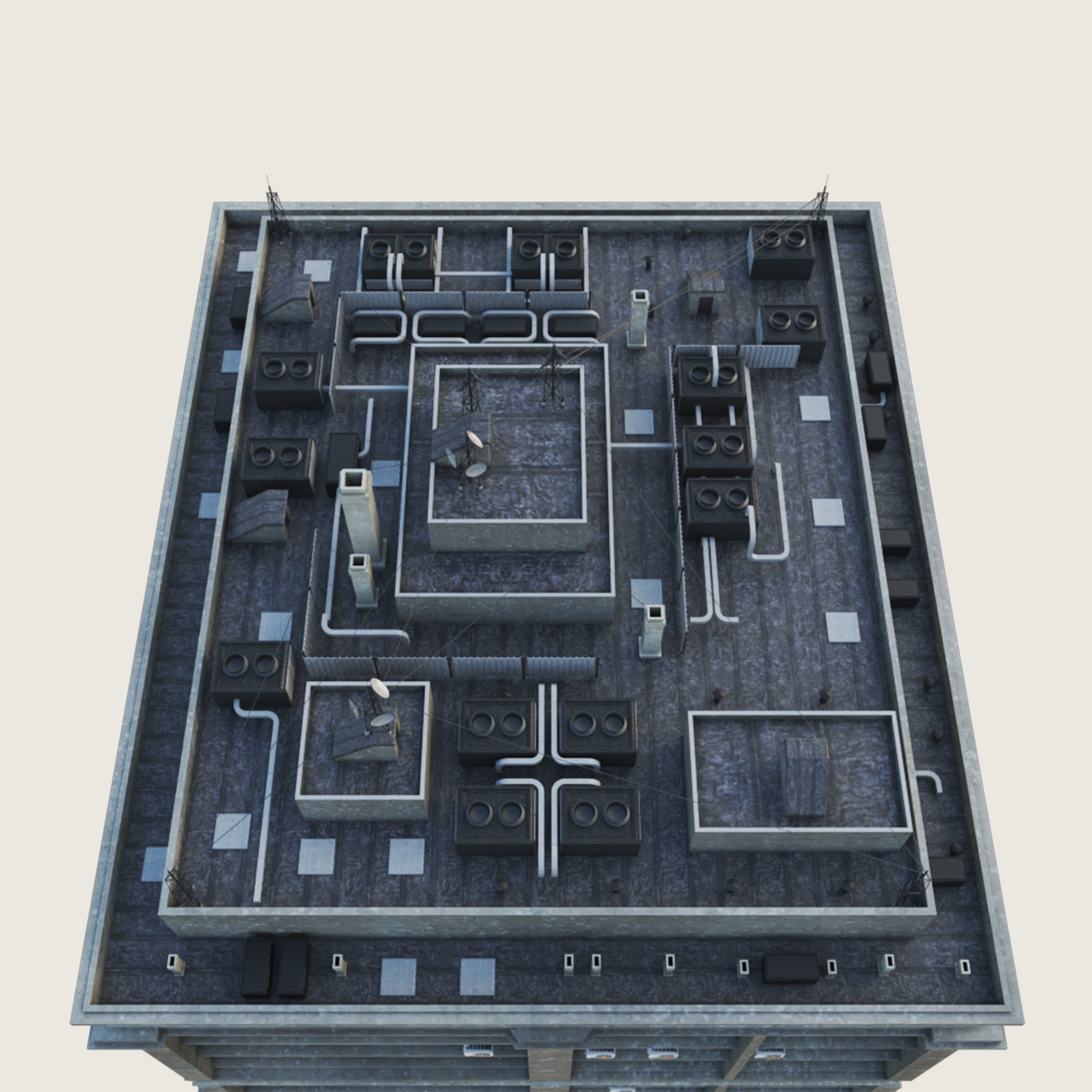 Building Skyscraper City Town Down Office Work Street Kitbash Low-poly 3D model_85