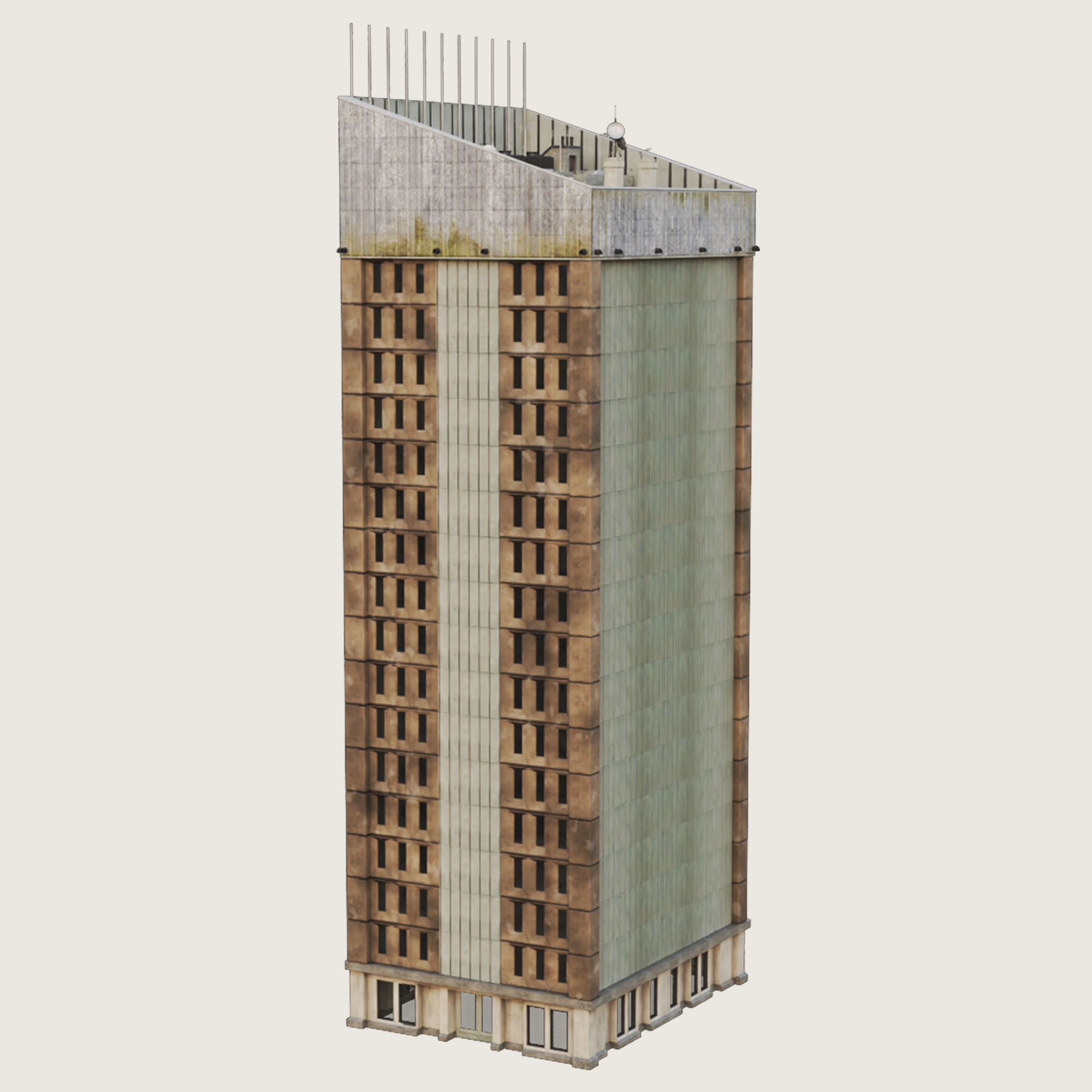 Building Skyscraper City Town Down Office Work Street Kitbash Low-poly 3D model_55