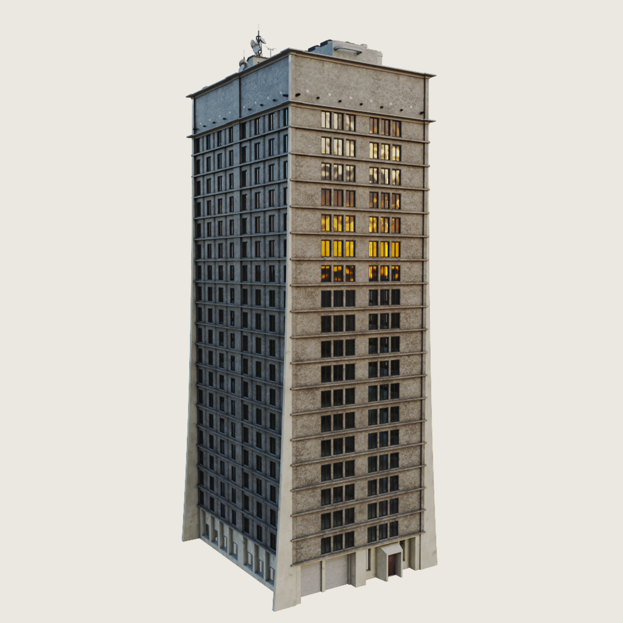 Building Skyscraper City Town Down Office Work Street Kitbash Low-poly 3D model_47
