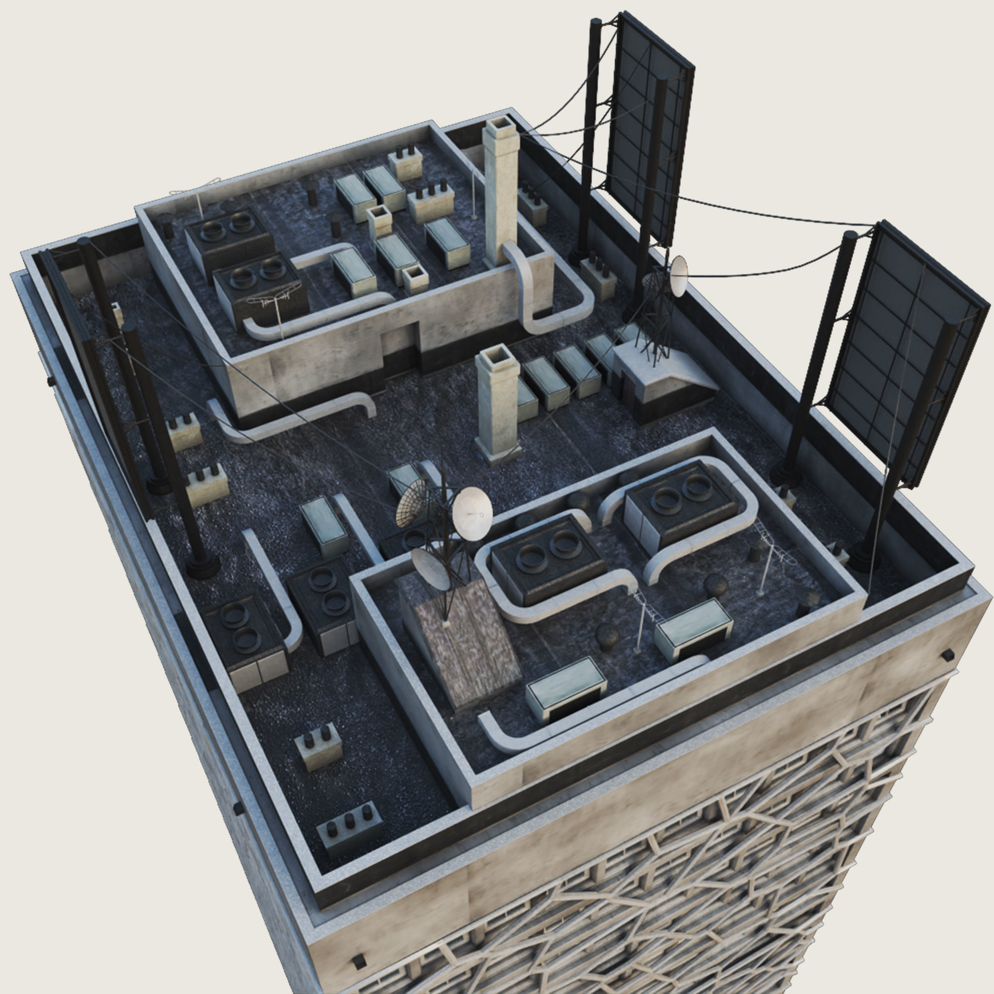 Building Skyscraper City Town Down Office Work Street Kitbash Low-poly 3D model_49