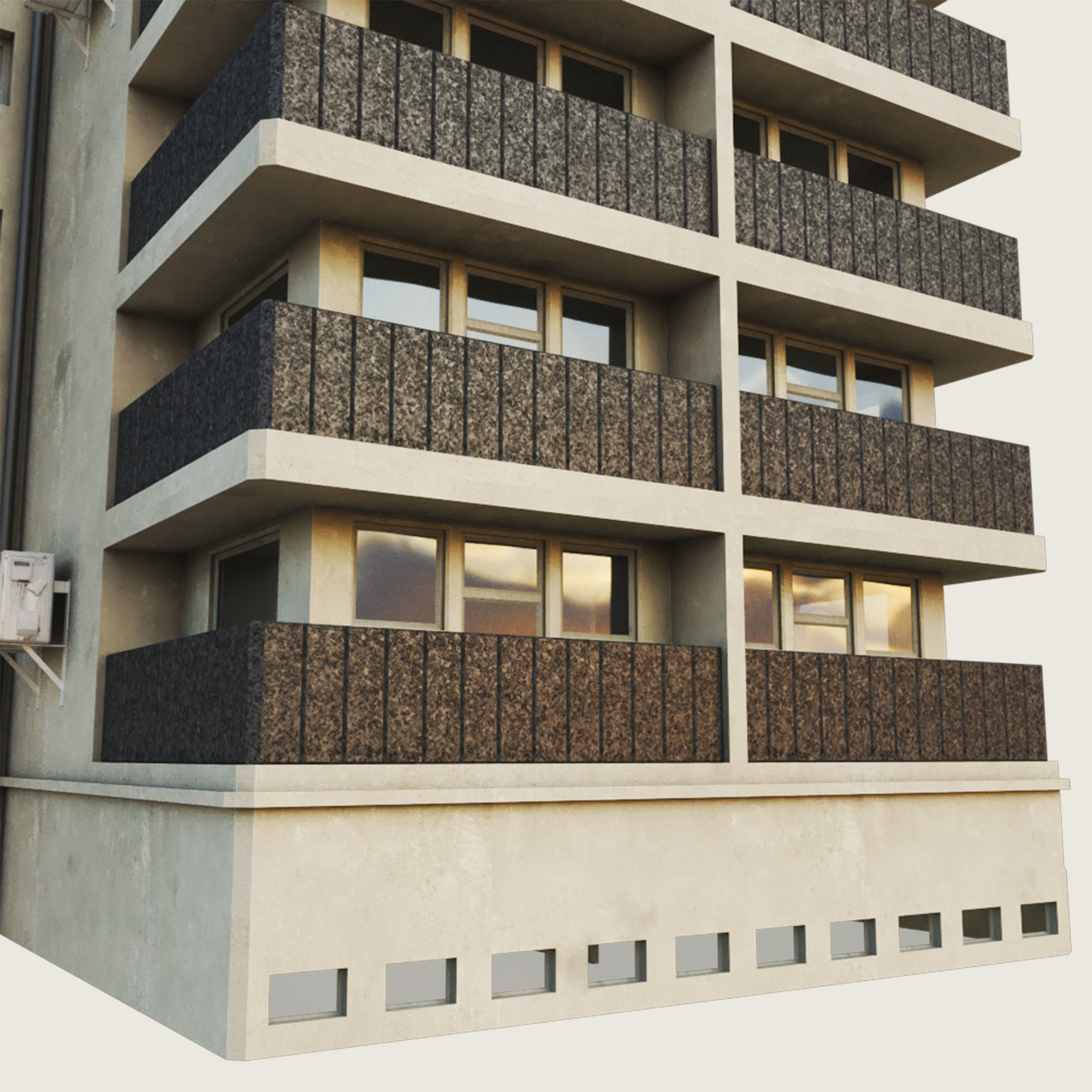 Building Skyscraper City Town Down Office Work Street Kitbash Low-poly 3D model_98