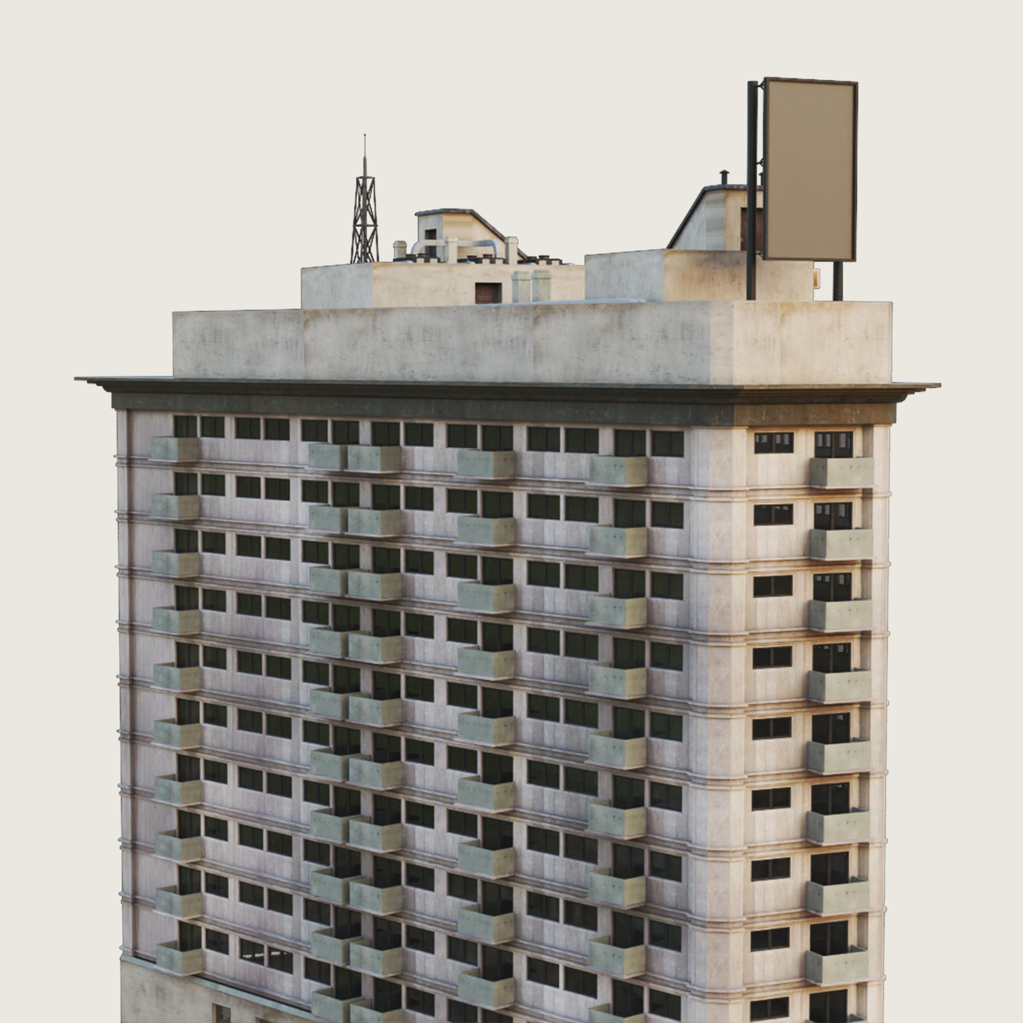 Building Skyscraper City Town Down Office Work Street Kitbash Low-poly 3D model_64