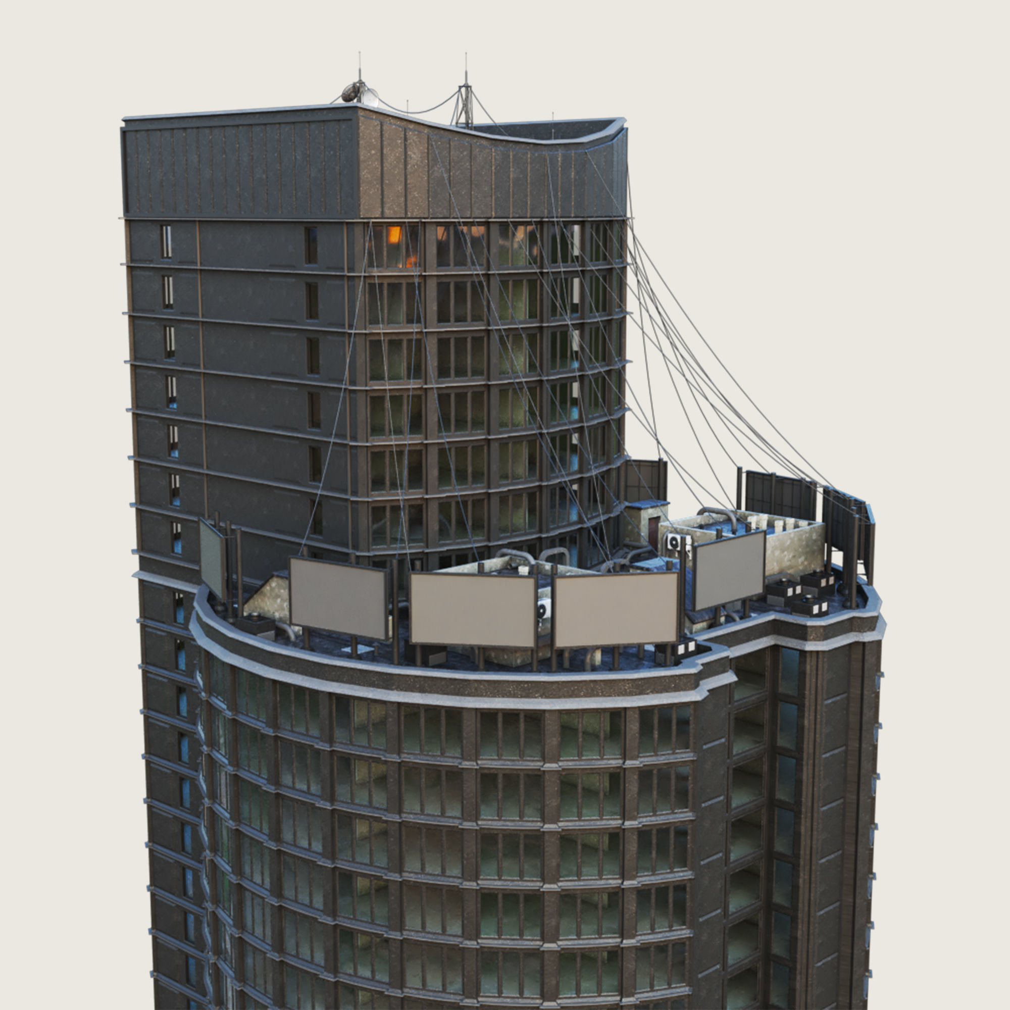 Building Skyscraper City Town Down Office Work Street Kitbash Low-poly 3D model_32