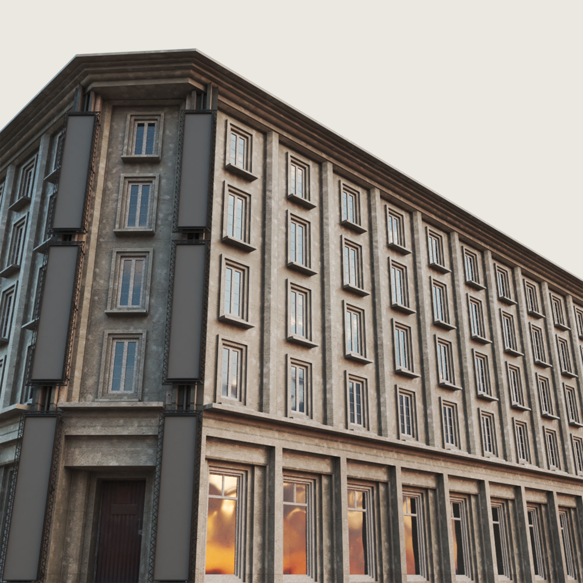 Building Skyscraper City Town Down Office Work Street Kitbash Low-poly 3D model_103