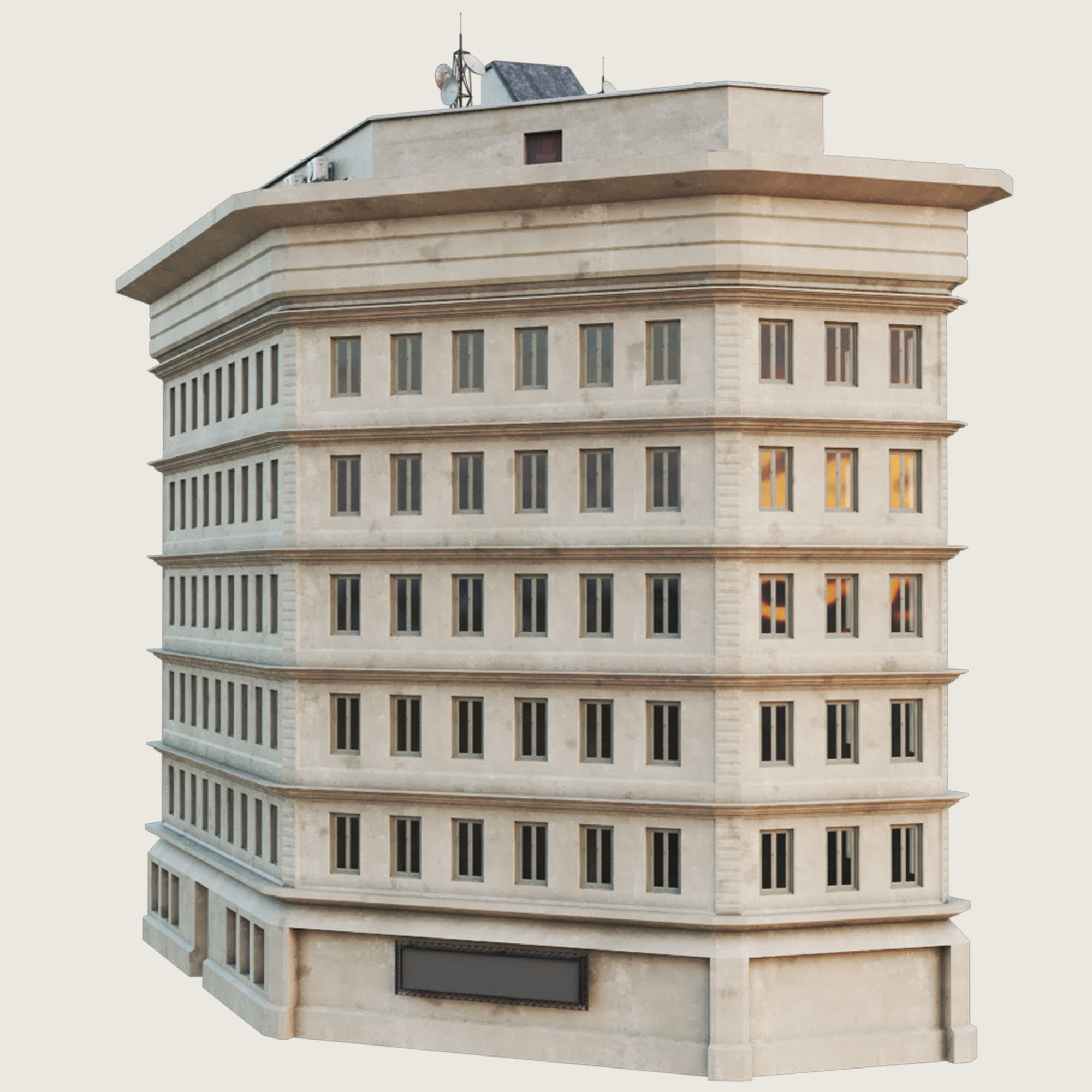 Building Skyscraper City Town Down Office Work Street Kitbash Low-poly 3D model_94
