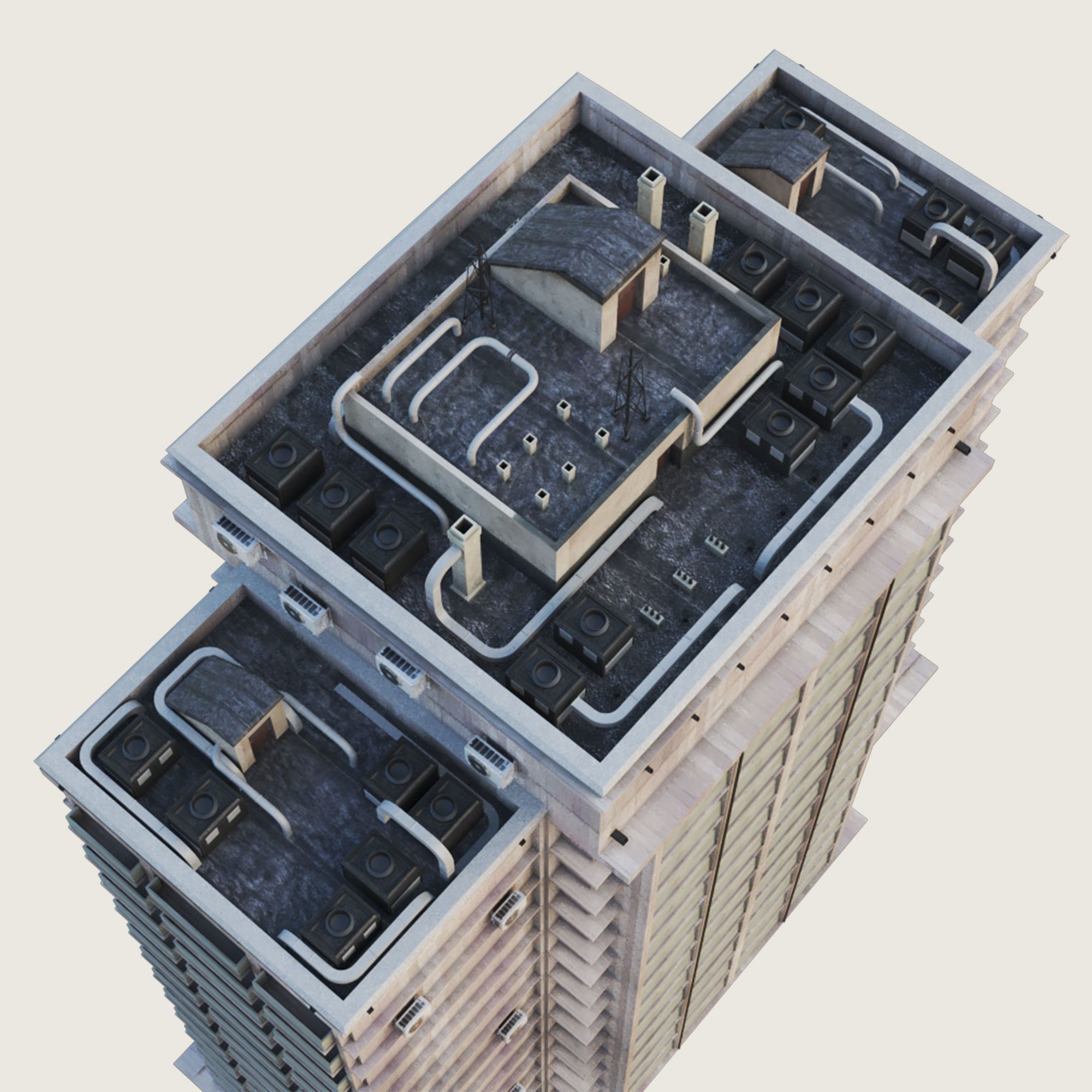 Building Skyscraper City Town Down Office Work Street Kitbash Low-poly 3D model_77