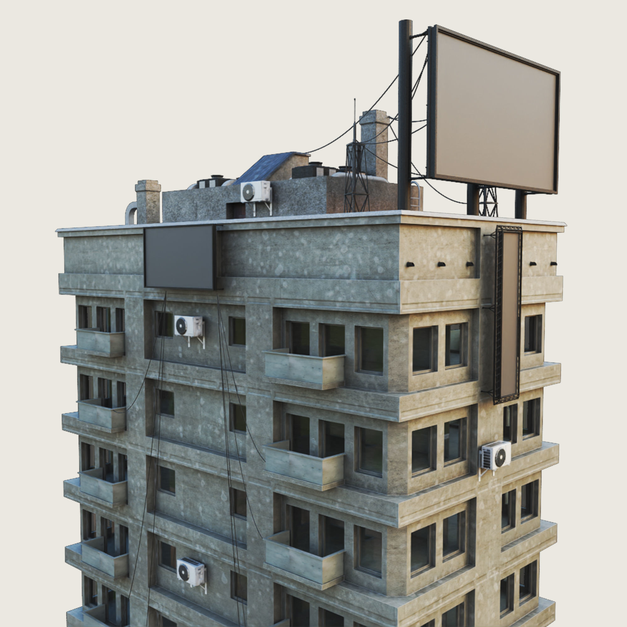 Building Skyscraper City Town Down Office Work Street Kitbash Low-poly 3D model_68