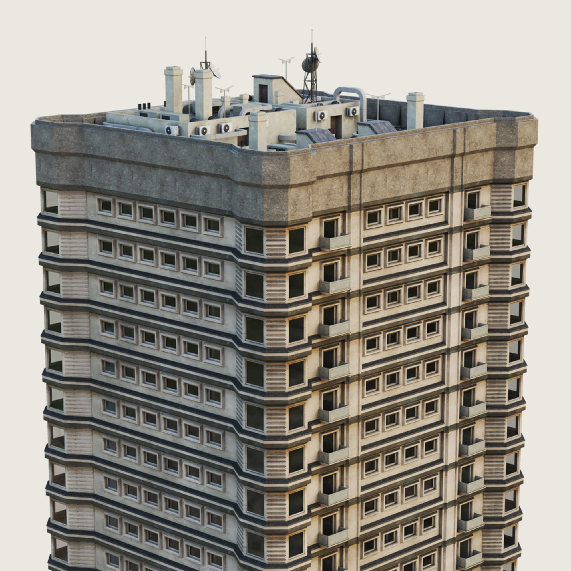 Building Skyscraper City Town Down Office Work Street Kitbash Low-poly 3D model_38