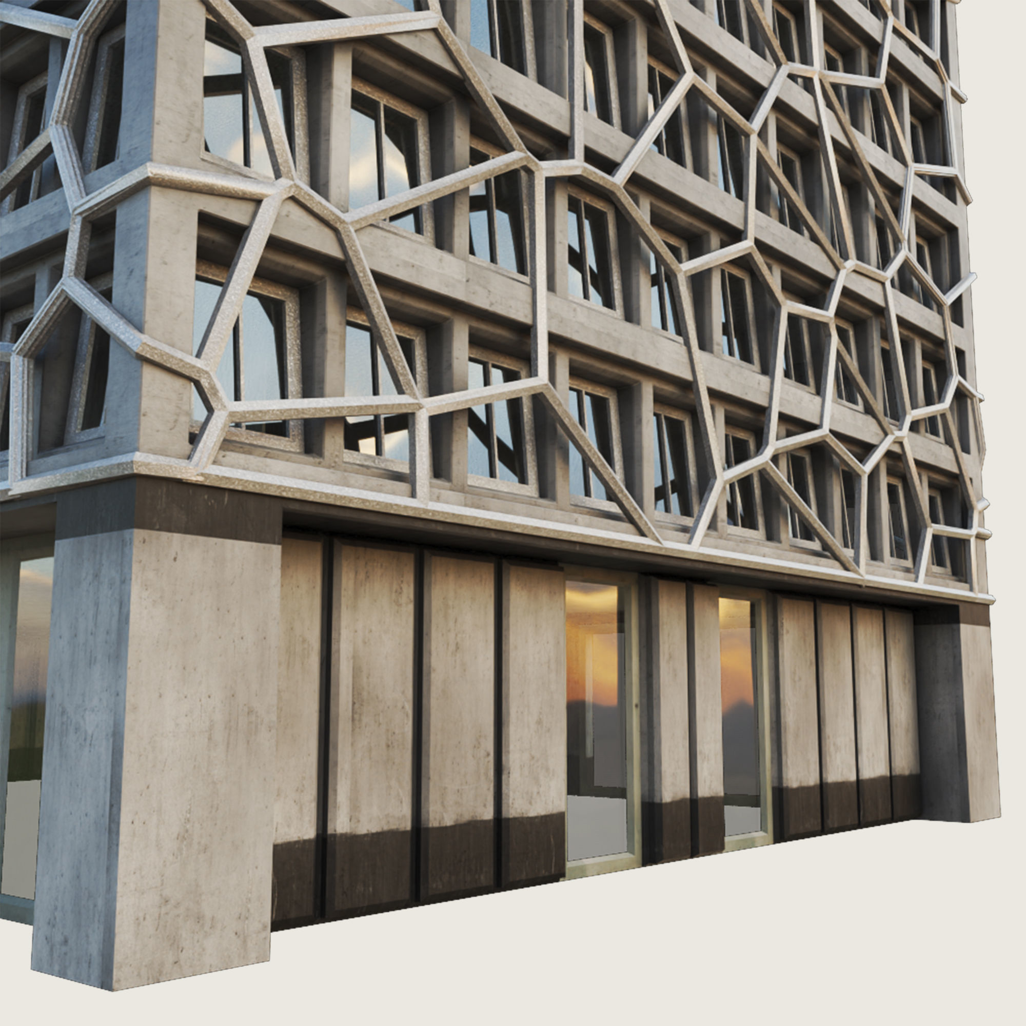 Building Skyscraper City Town Down Office Work Street Kitbash Low-poly 3D model_51