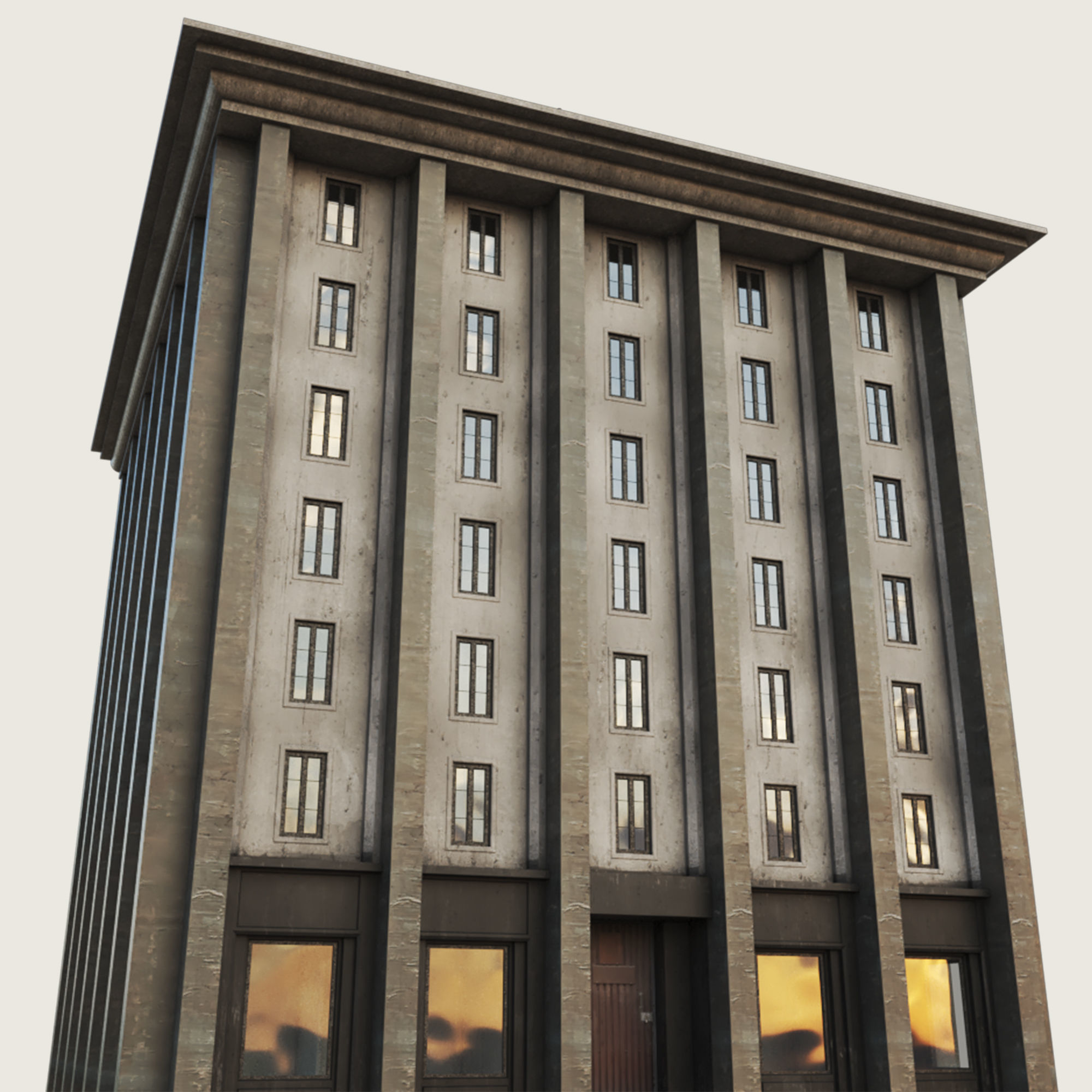 Building Skyscraper City Town Down Office Work Street Kitbash Low-poly 3D model_93