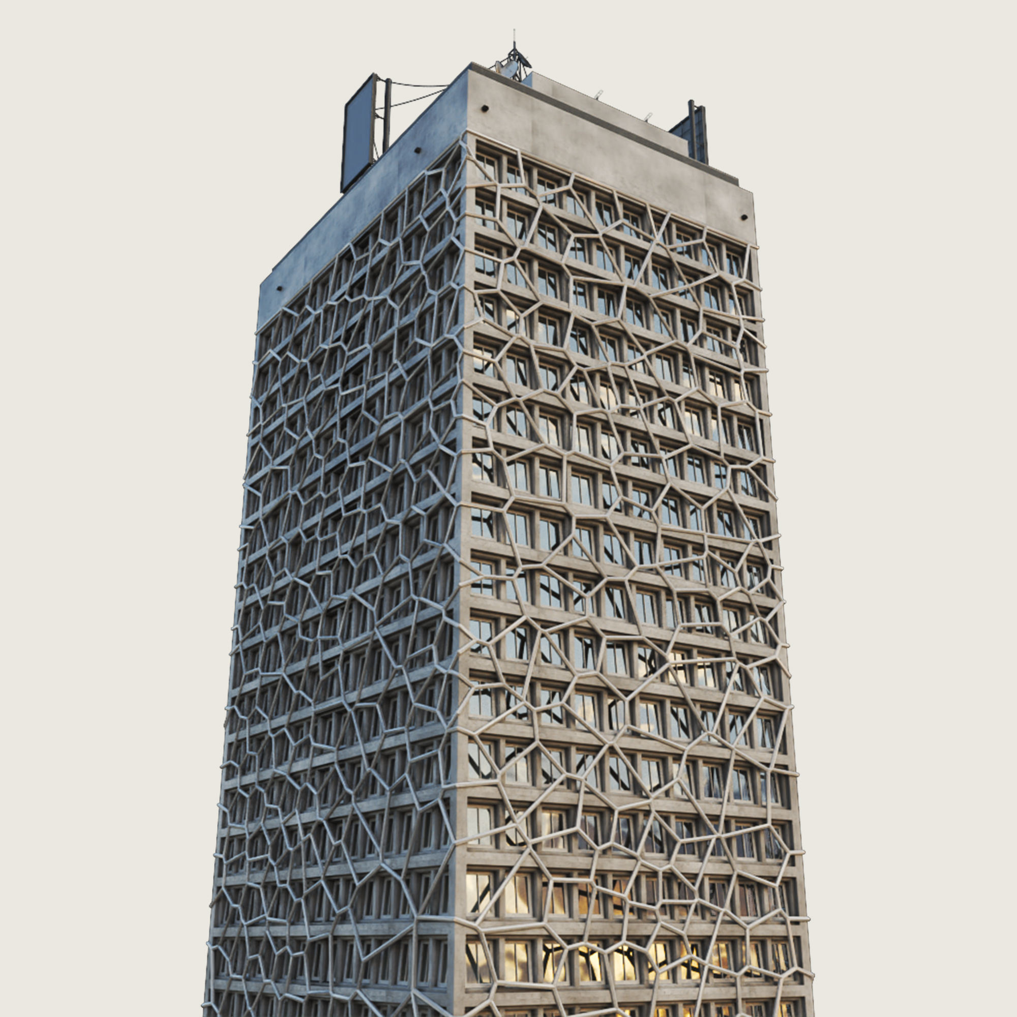 Building Skyscraper City Town Down Office Work Street Kitbash Low-poly 3D model_50