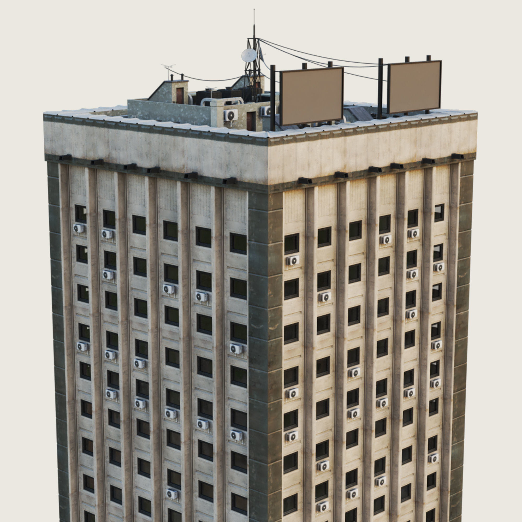 Building Skyscraper City Town Down Office Work Street Kitbash Low-poly 3D model_35