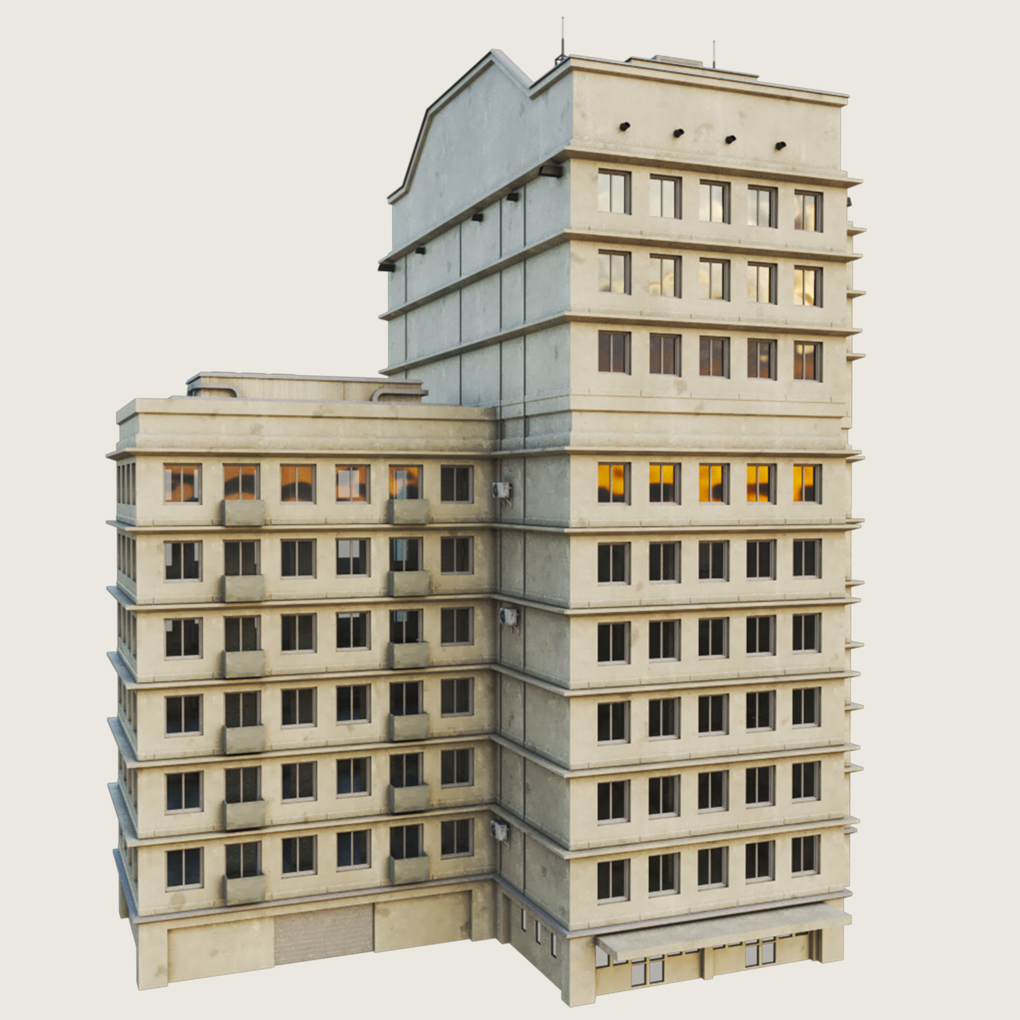 Building Skyscraper City Town Down Office Work Street Kitbash Low-poly 3D model_110
