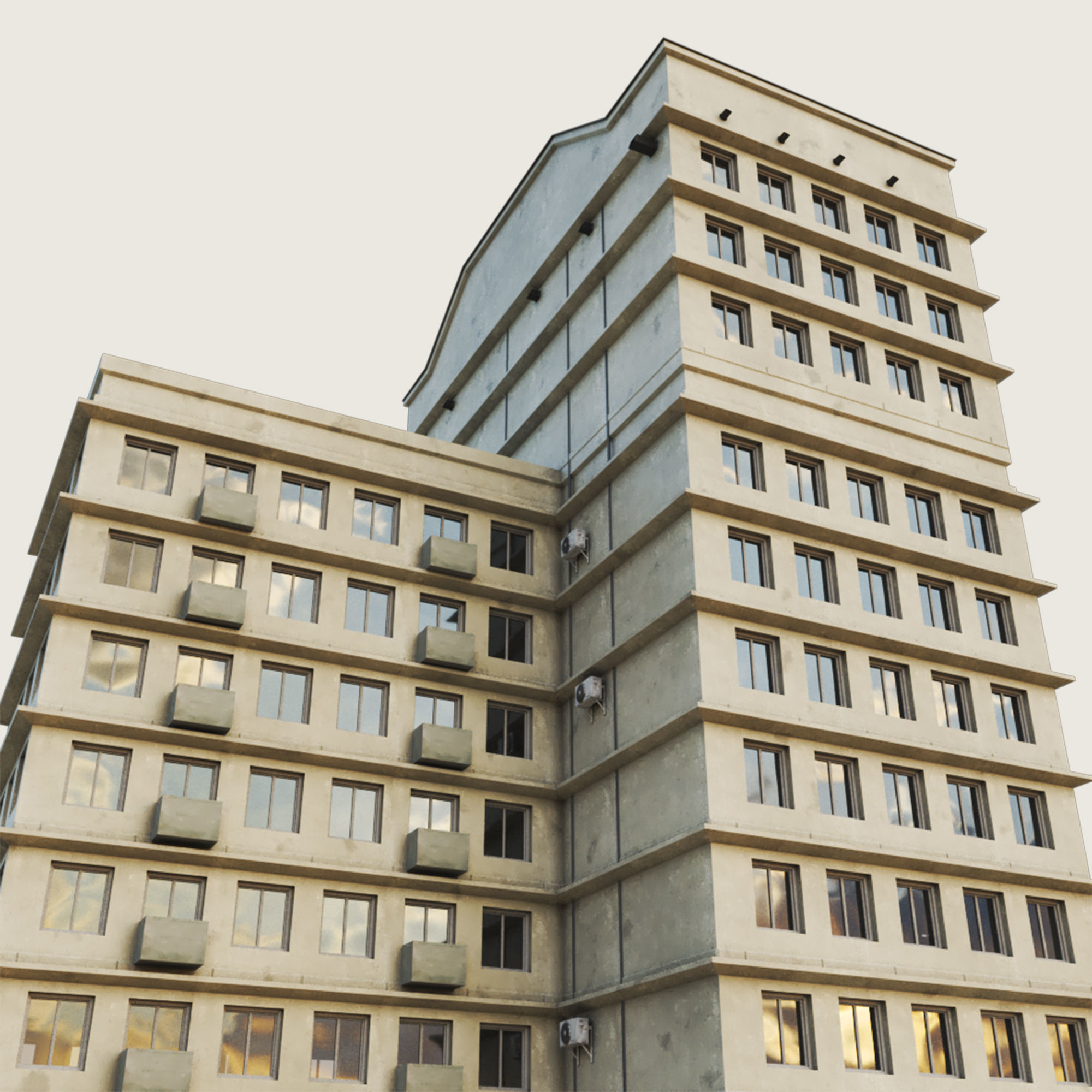 Building Skyscraper City Town Down Office Work Street Kitbash Low-poly 3D model_113