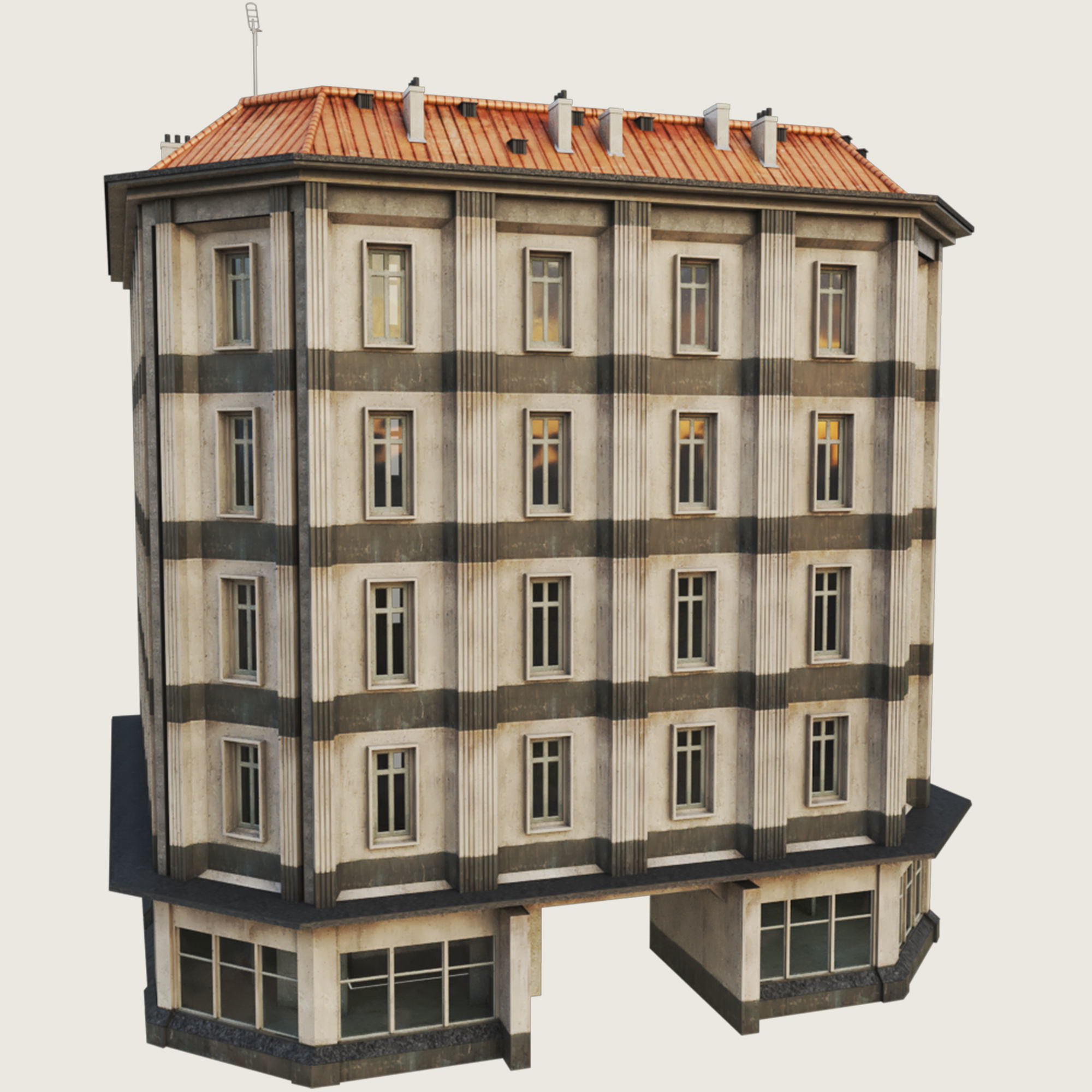 Building Skyscraper City Town Down Office Work Street Kitbash Low-poly 3D model_107