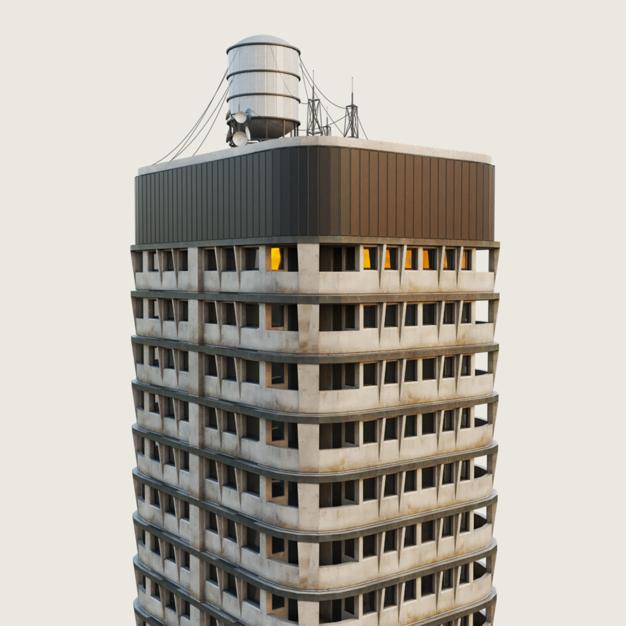 Building Skyscraper City Town Down Office Work Street Kitbash Low-poly 3D model_28