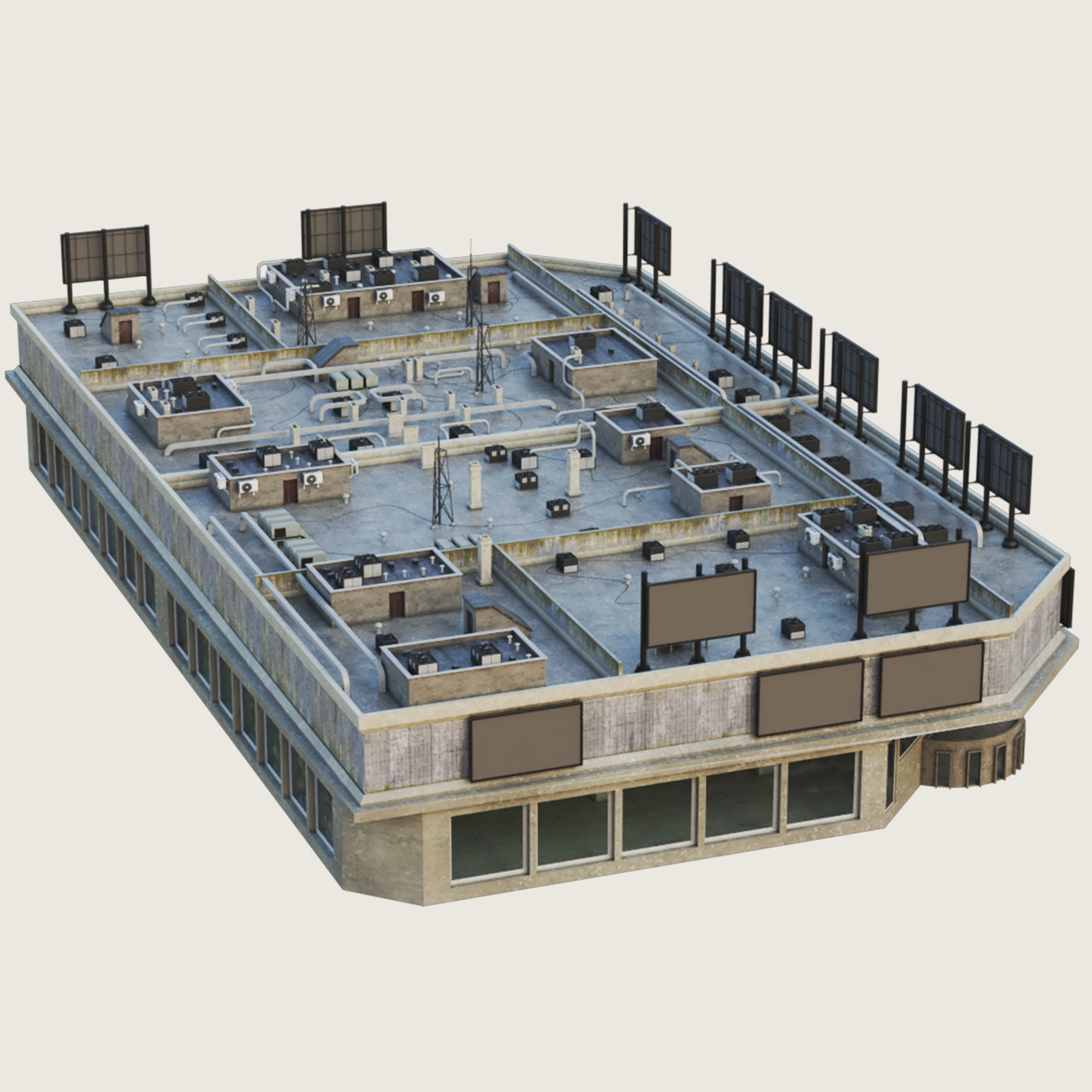 Building Skyscraper City Town Down Office Work Street Kitbash Low-poly 3D model_88