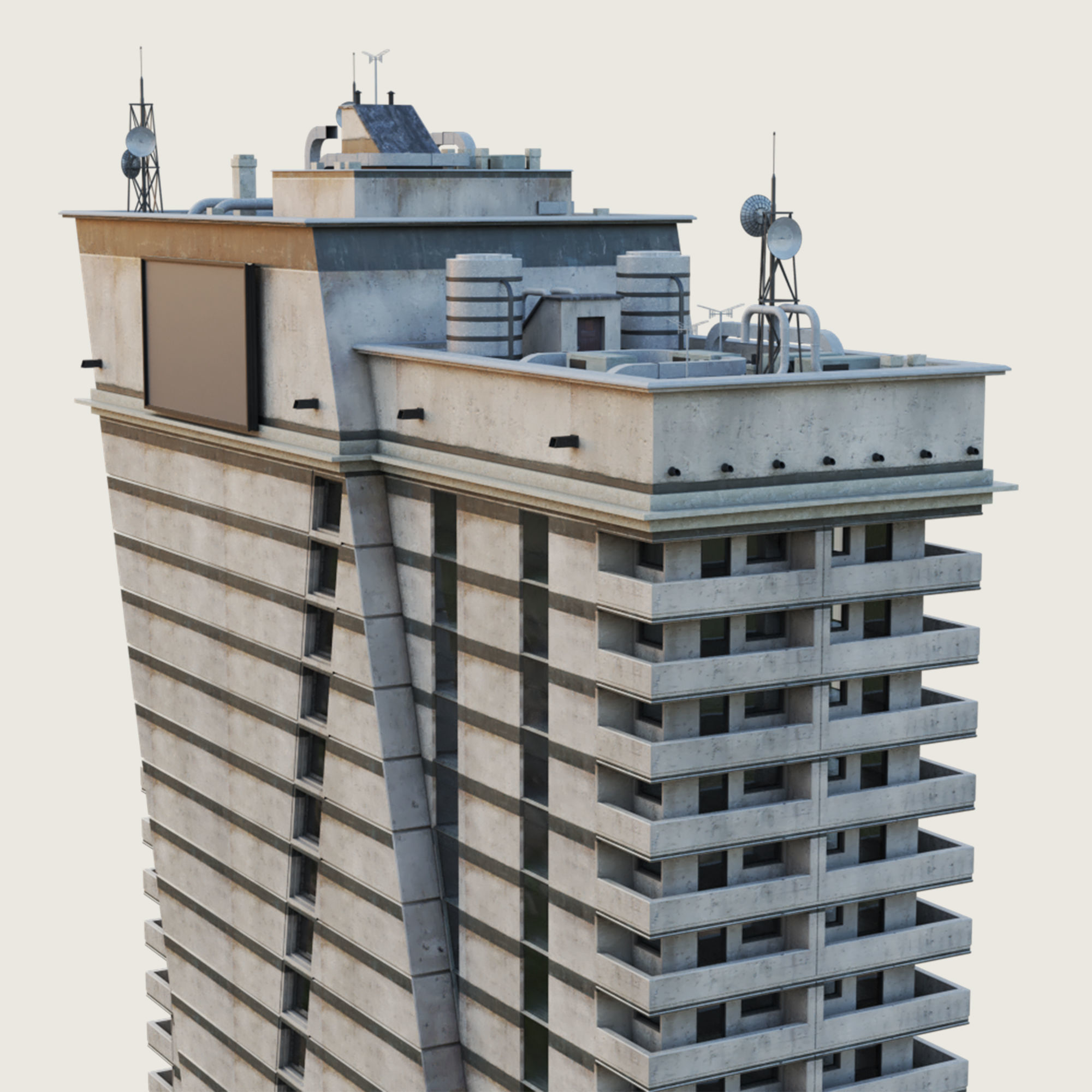 Building Skyscraper City Town Down Office Work Street Kitbash Low-poly 3D model_24