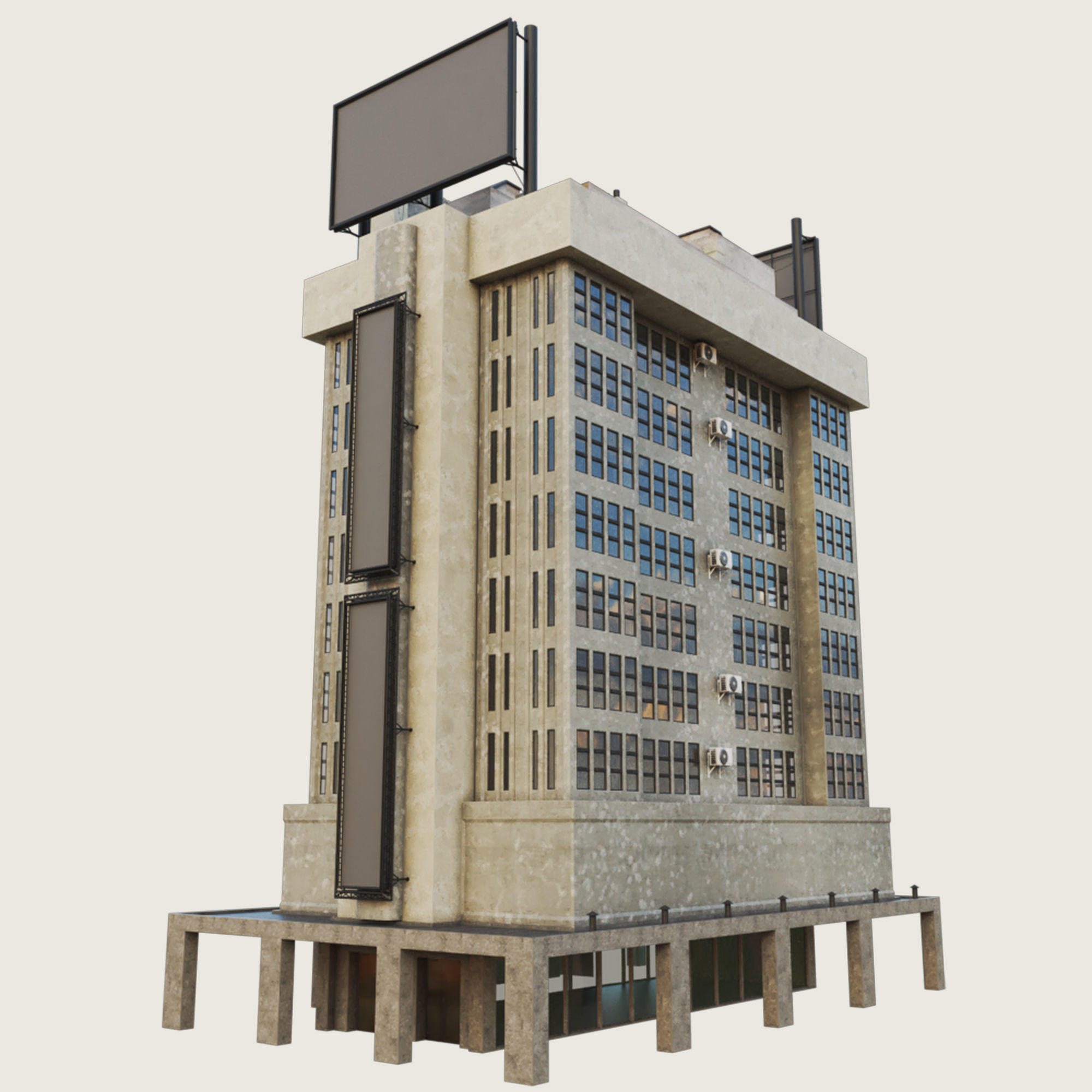 Building Skyscraper City Town Down Office Work Street Kitbash Low-poly 3D model_119