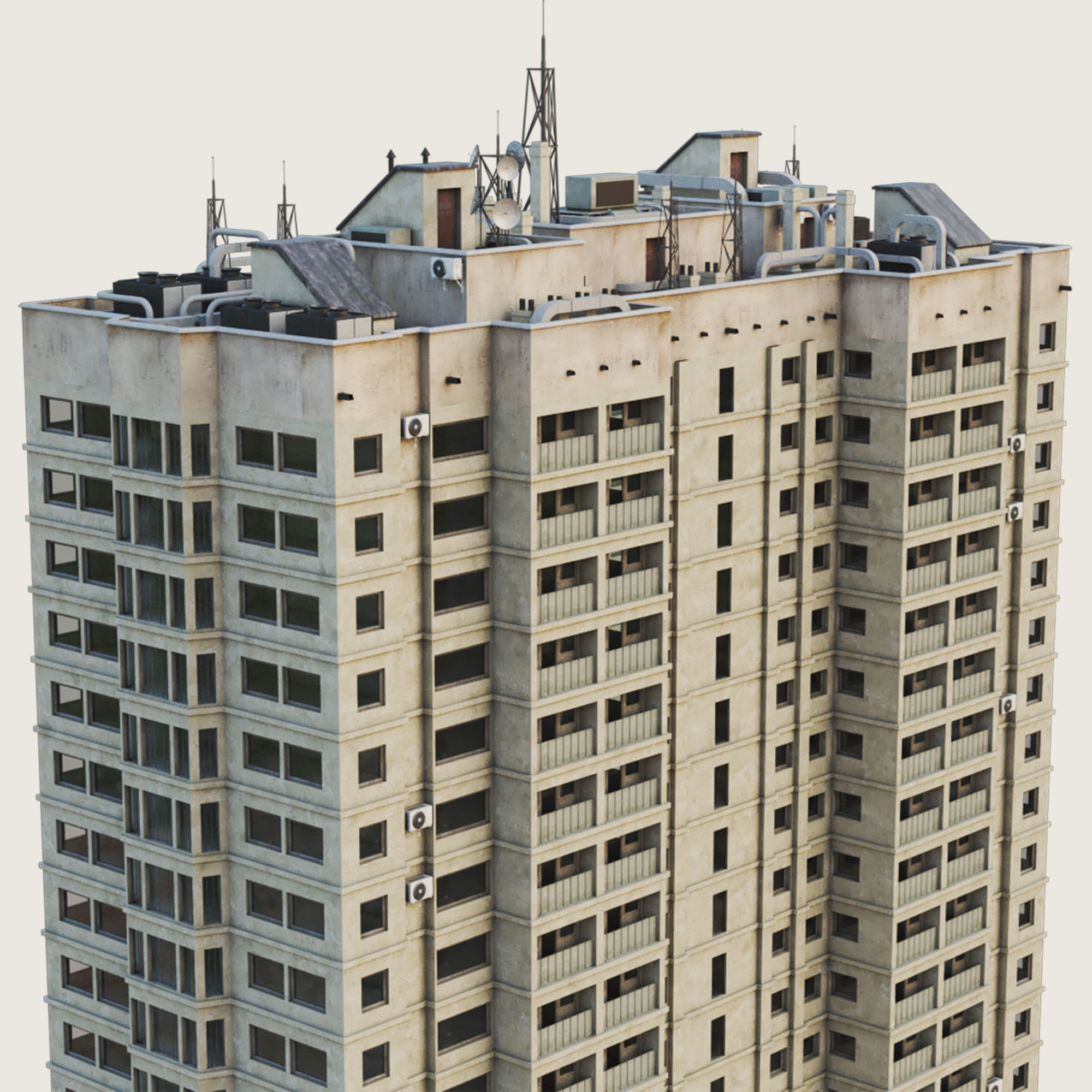 Building Skyscraper City Town Down Office Work Street Kitbash Low-poly 3D model_72