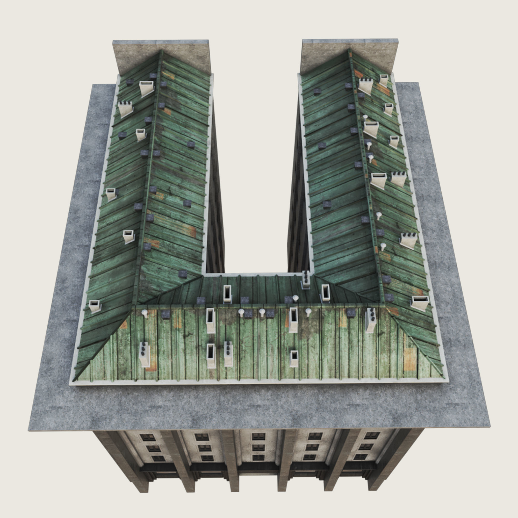 Building Skyscraper City Town Down Office Work Street Kitbash Low-poly 3D model_90