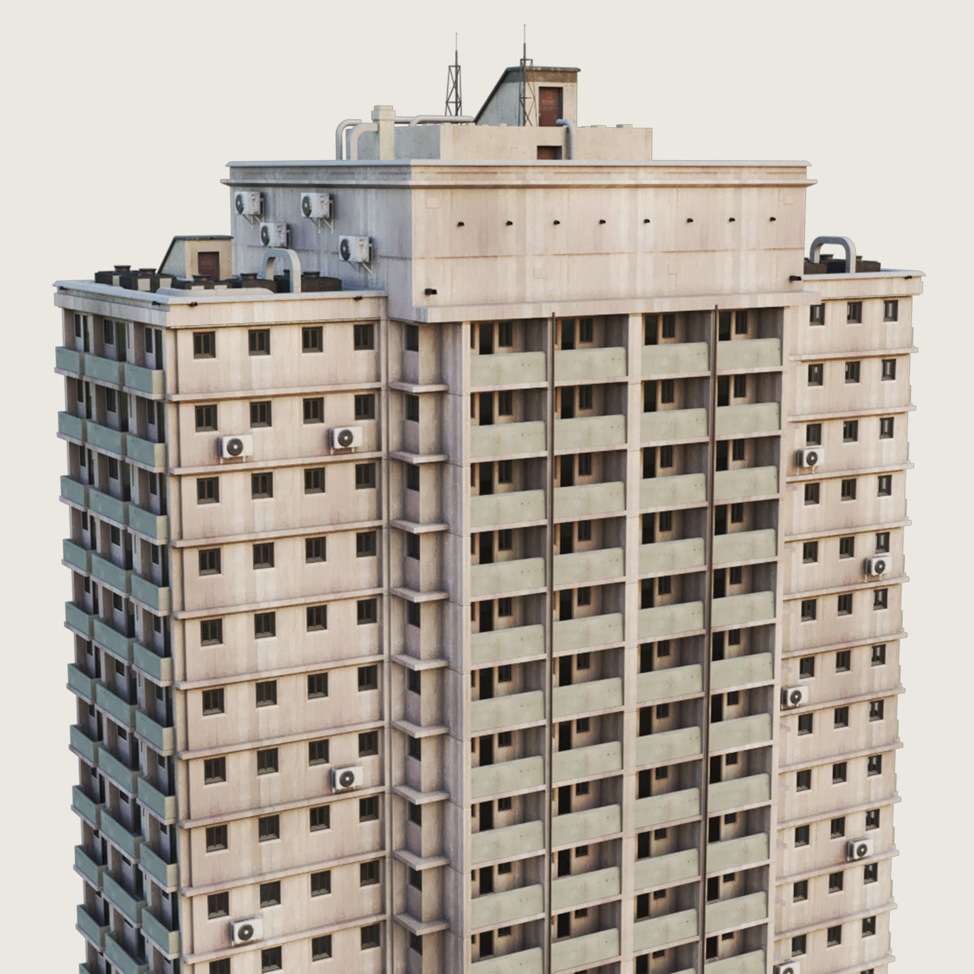 Building Skyscraper City Town Down Office Work Street Kitbash Low-poly 3D model_76