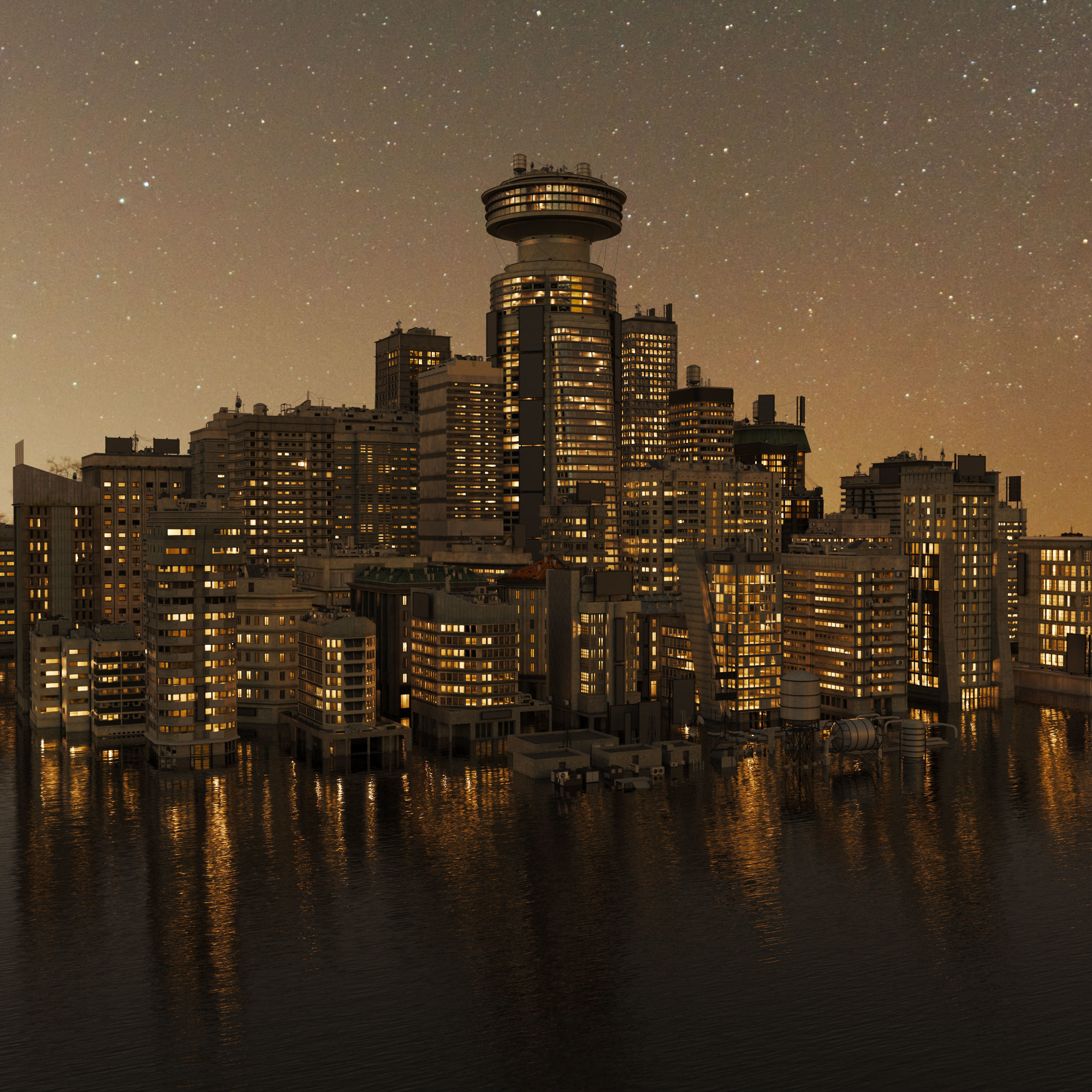 Building Skyscraper City Town Down Office Work Street Kitbash Low-poly 3D model_4