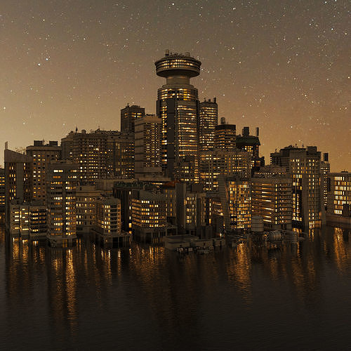 Building Skyscraper City Town Down Office Work Street Kitbash Low-poly 3D model 5