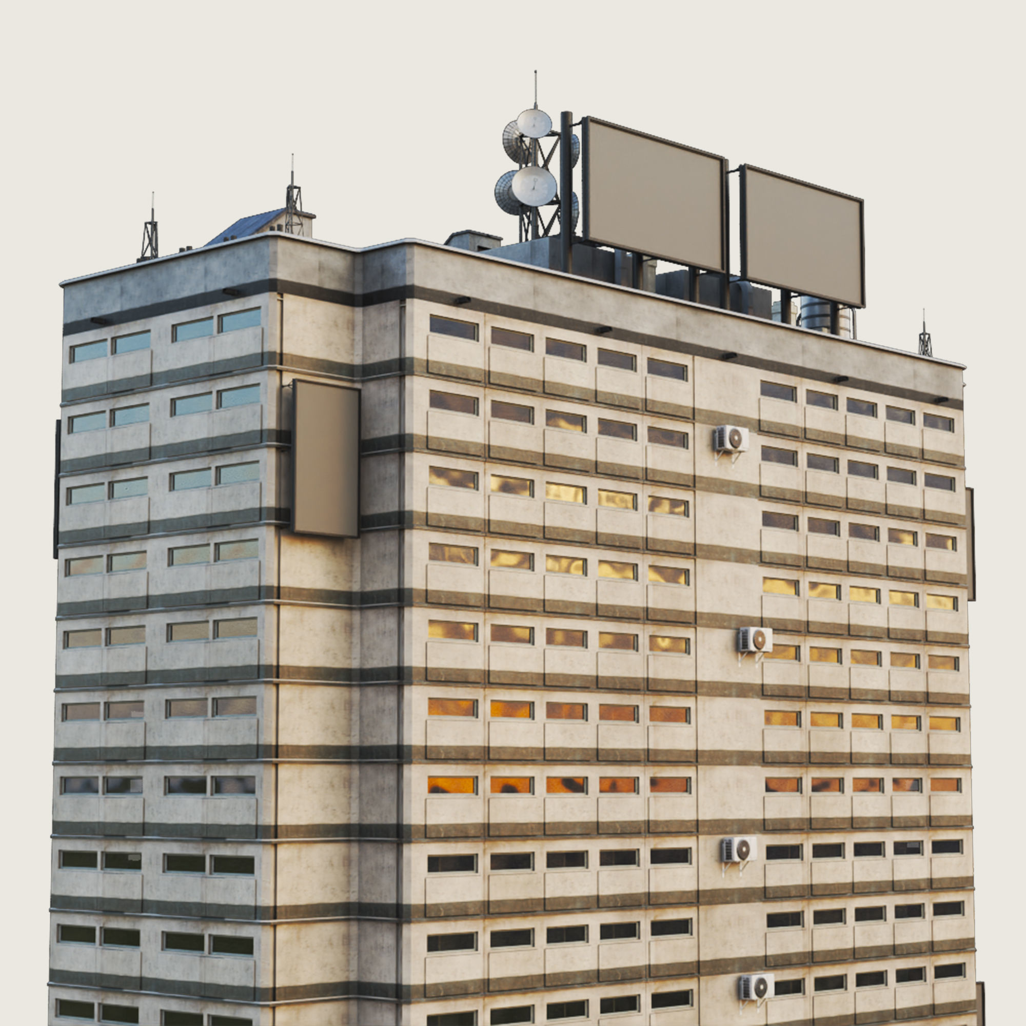 Building Skyscraper City Town Down Office Work Street Kitbash Low-poly 3D model_56