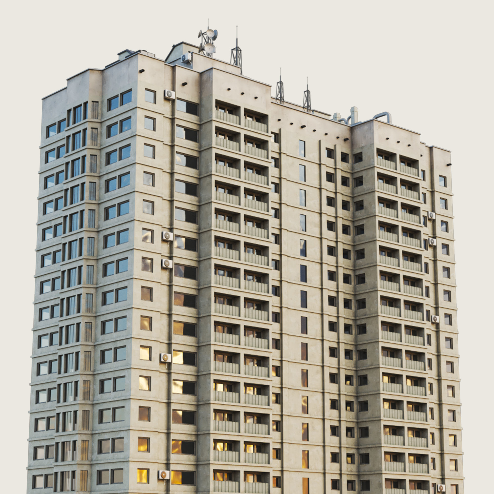 Building Skyscraper City Town Down Office Work Street Kitbash Low-poly 3D model_74