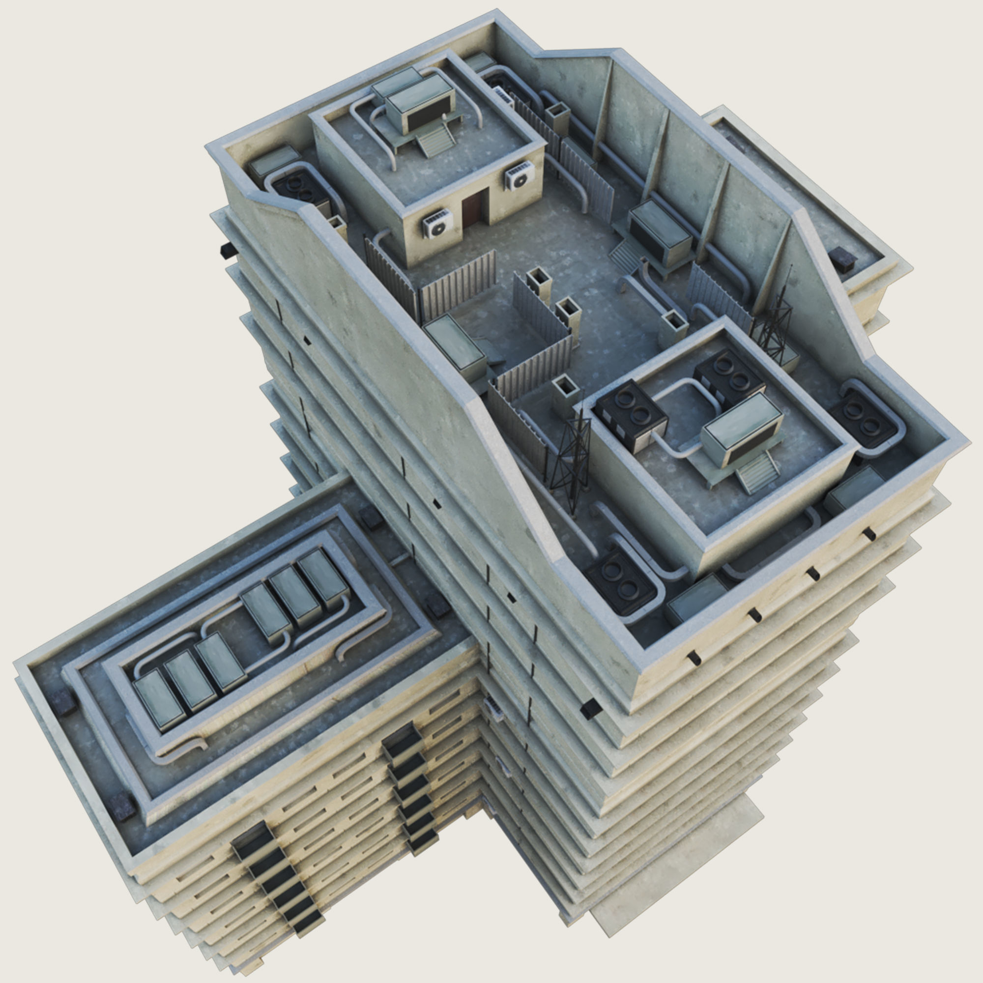 Building Skyscraper City Town Down Office Work Street Kitbash Low-poly 3D model_111