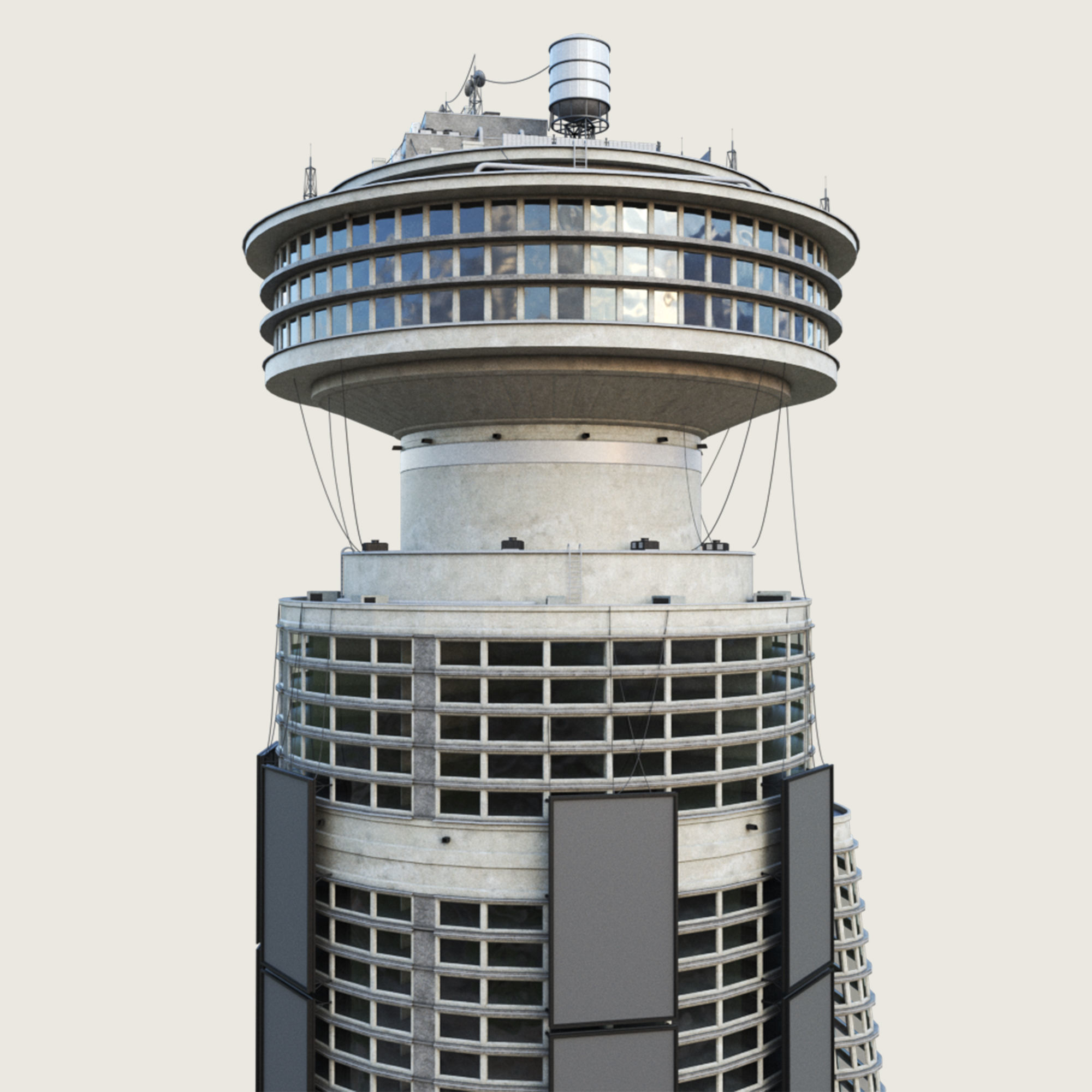 Building Skyscraper City Town Down Office Work Street Kitbash Low-poly 3D model_11