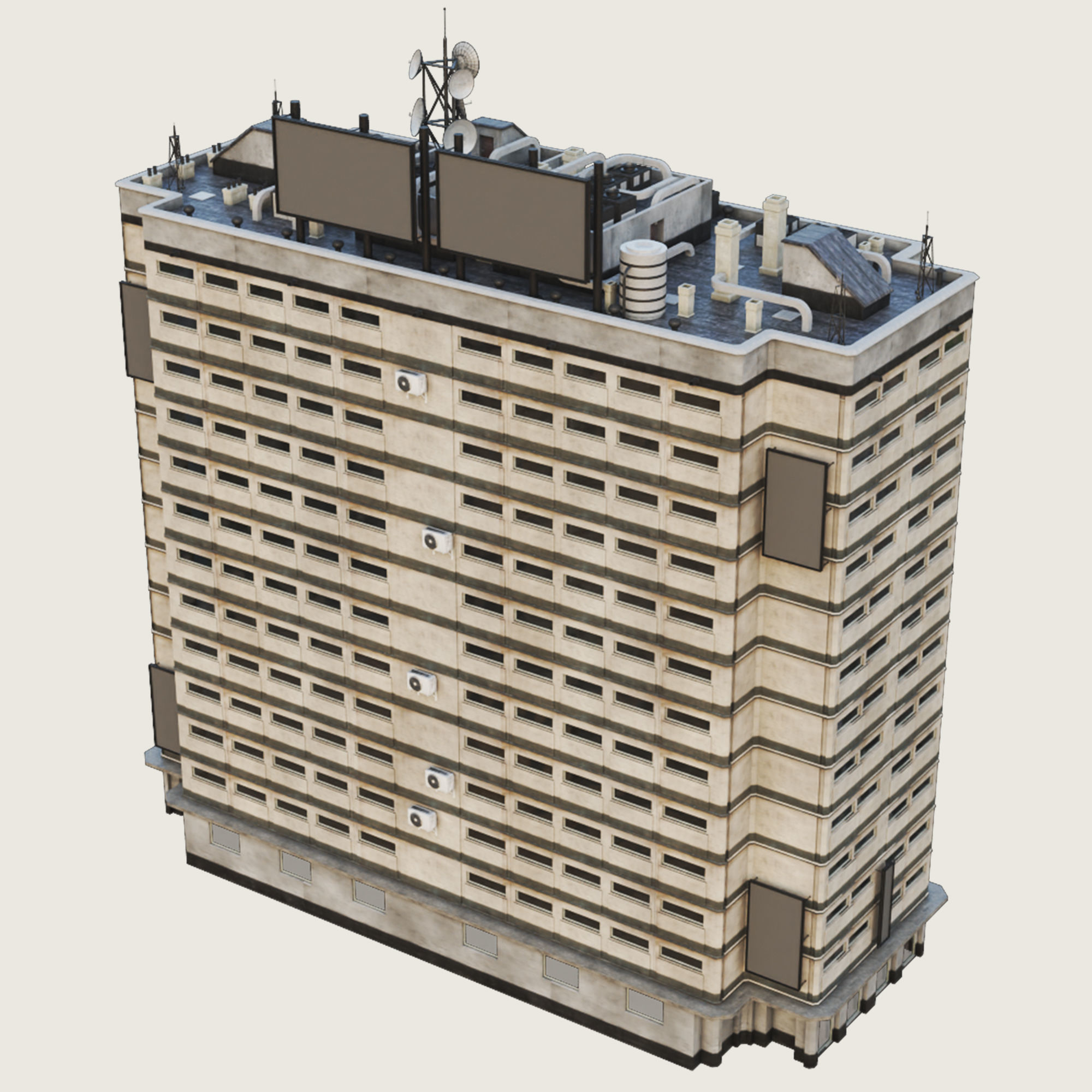 Building Skyscraper City Town Down Office Work Street Kitbash Low-poly 3D model_58
