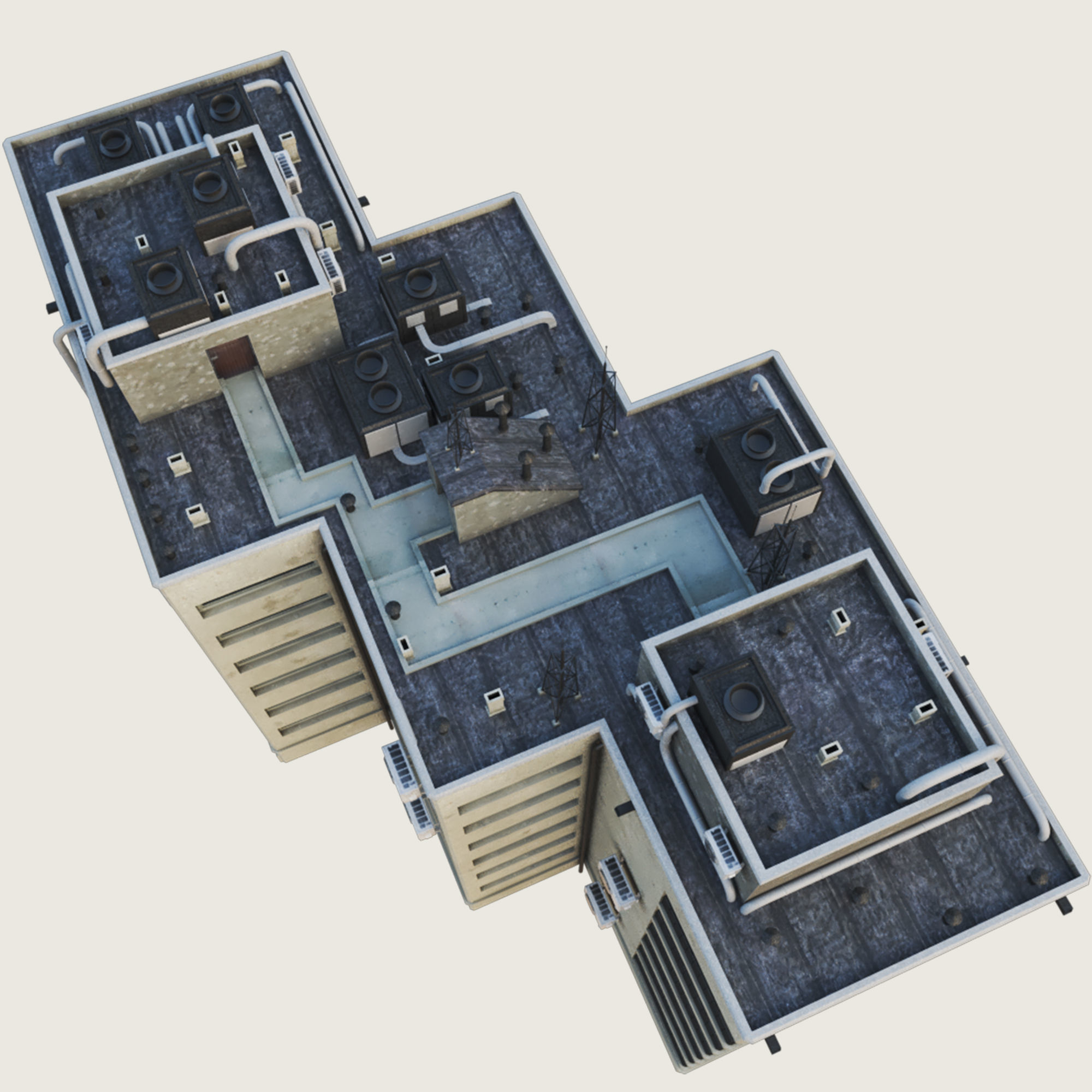 Building Skyscraper City Town Down Office Work Street Kitbash Low-poly 3D model_95